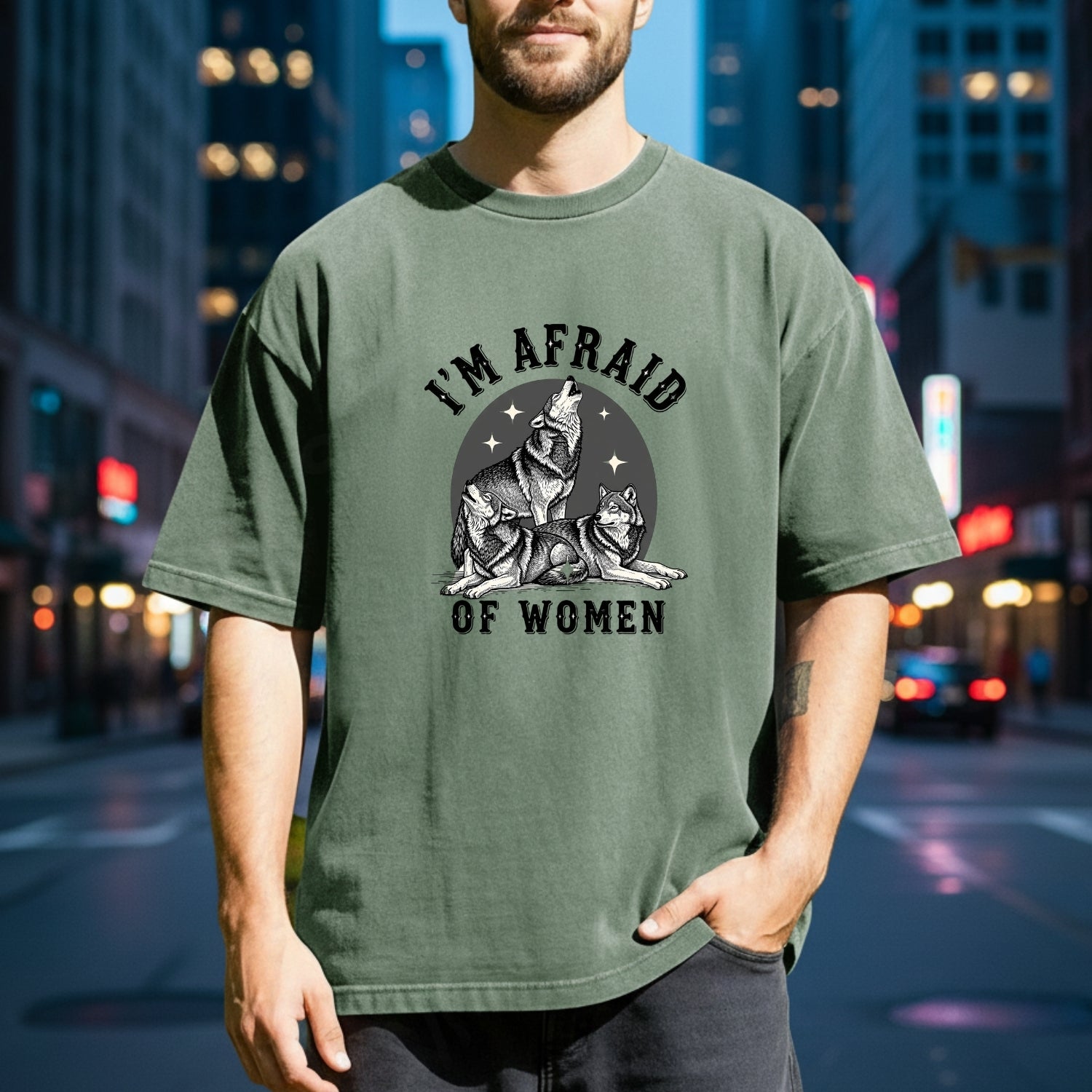 I'm Afraid of Women T-Shirt – Funny Ironic Werewolf Meme Unisex Tee