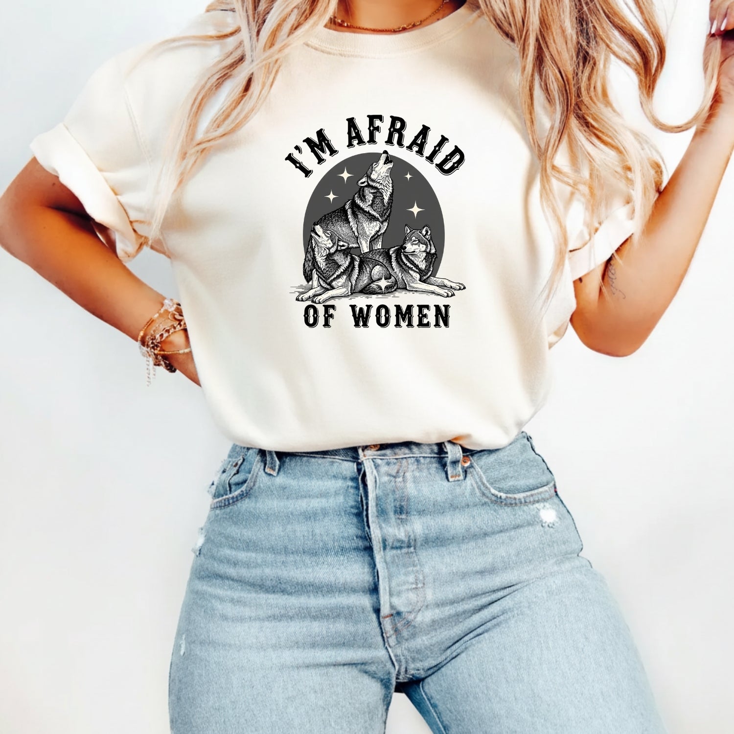 I'm Afraid of Women T-Shirt – Funny Ironic Werewolf Meme Unisex Tee