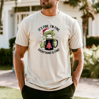 I'm Fine Everything Fine Christmas T-Shirt - Funny Cat Sarcastic Graphic Tee