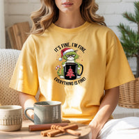 I'm Fine Everything Fine Christmas T-Shirt - Funny Cat Sarcastic Graphic Tee