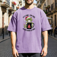 I'm Fine Everything Fine Christmas T-Shirt - Funny Cat Sarcastic Graphic Tee