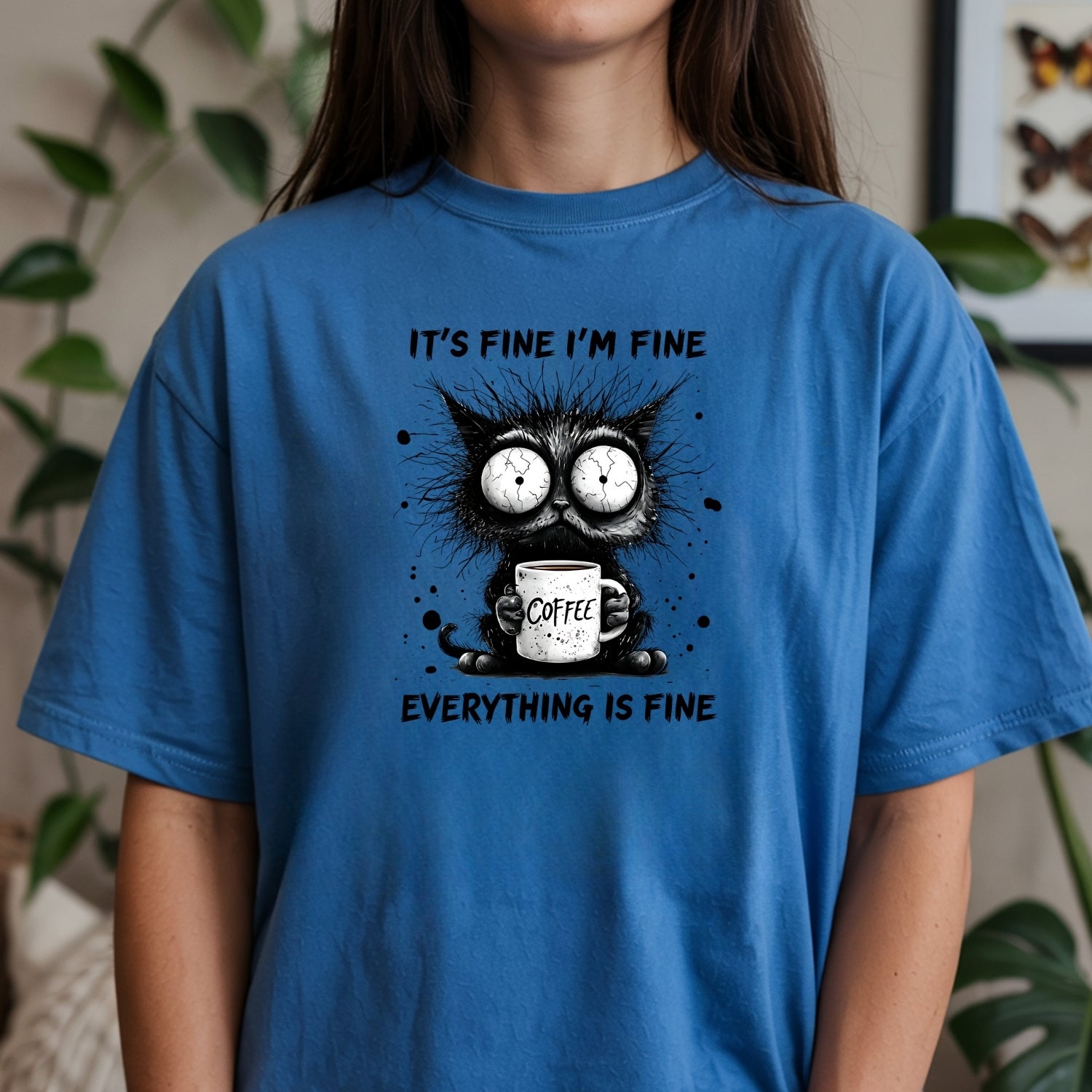I'm Fine Everything Fine T-Shirt - Funny Cat Sarcastic Graphic Tee