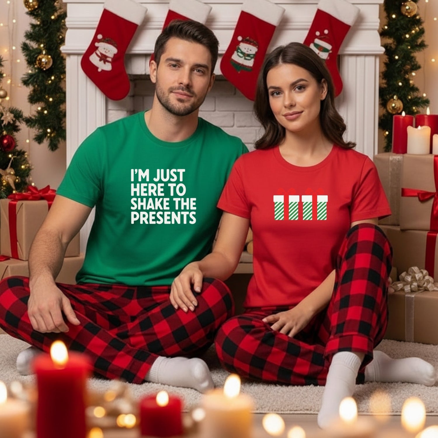 I'm Just Here To Shake The Presents Funny Matching T-Shirts For Couples