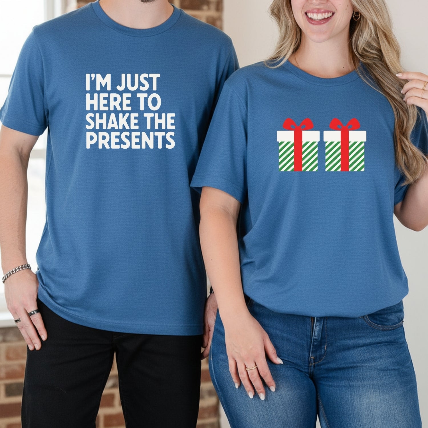 I'm Just Here To Shake The Presents Funny Matching T-Shirts For Couples