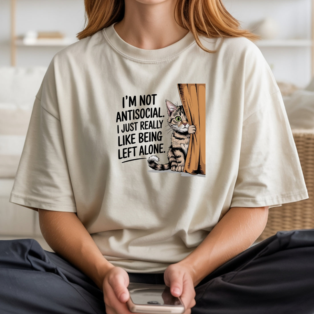 I'm Not Antisocial T-Shirt - Funny Cat Sarcastic Graphic Tee