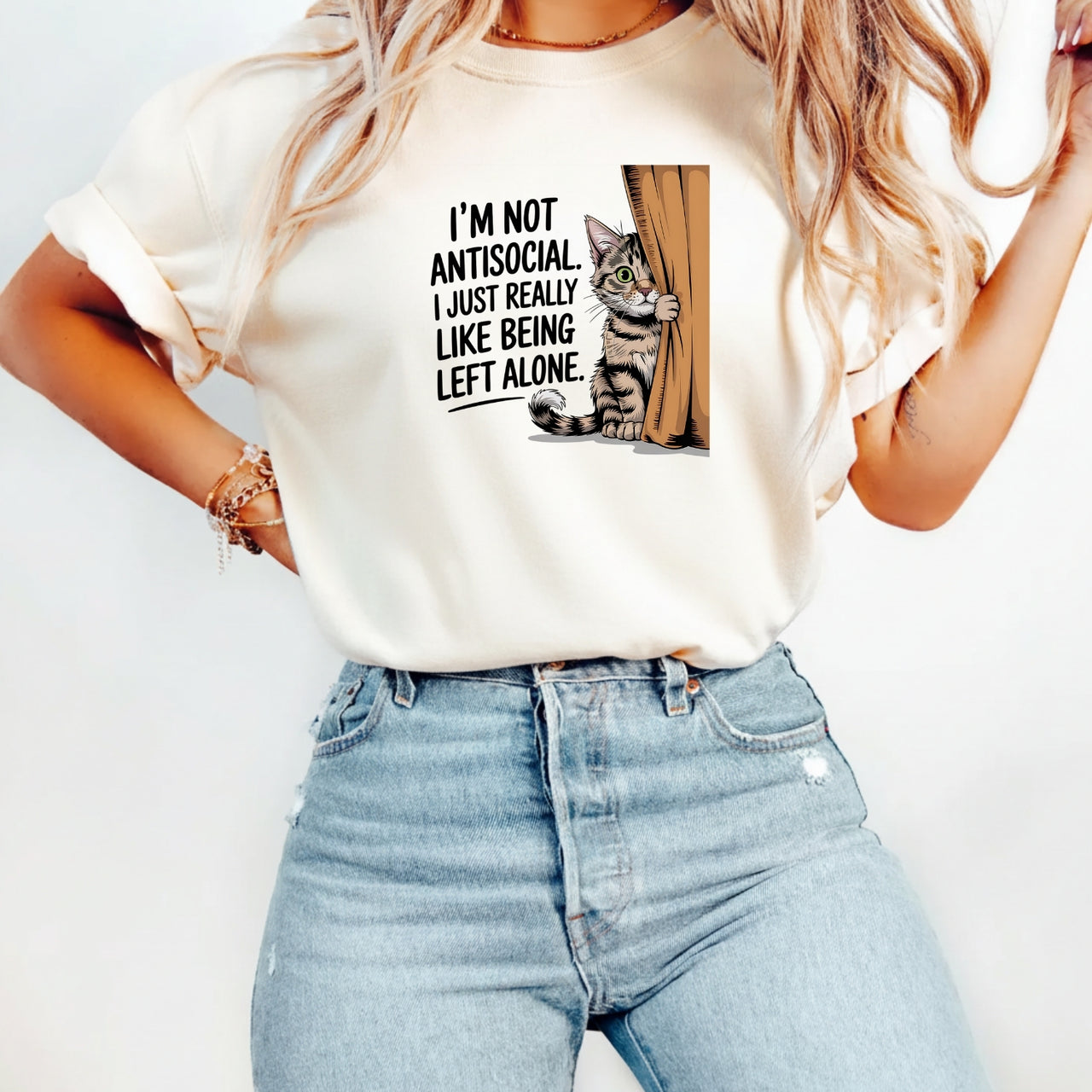 I'm Not Antisocial T-Shirt - Funny Cat Sarcastic Graphic Tee