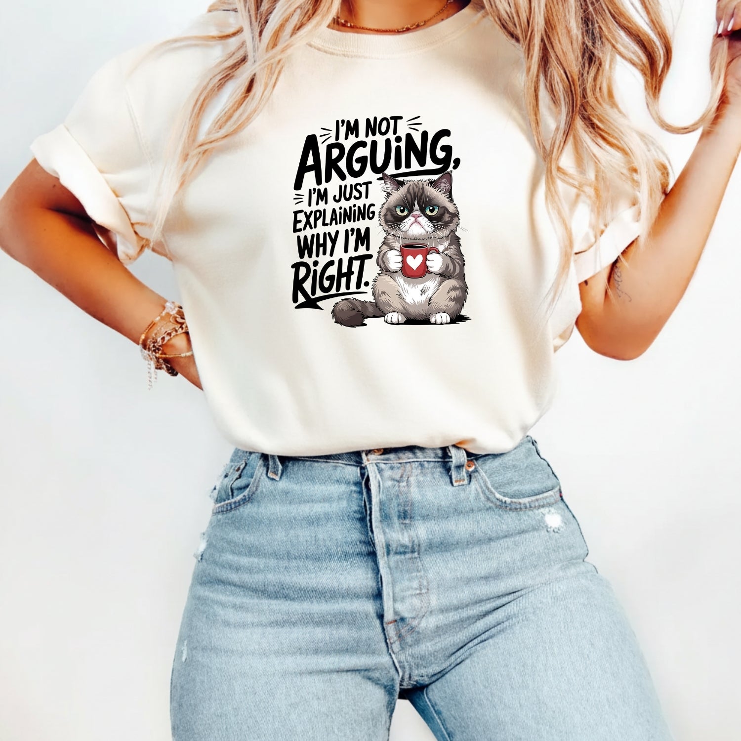 I'm Not Arguing I'm Just Explaining I'm Right T-Shirt - Funny Cat Sarcastic Graphic Tee