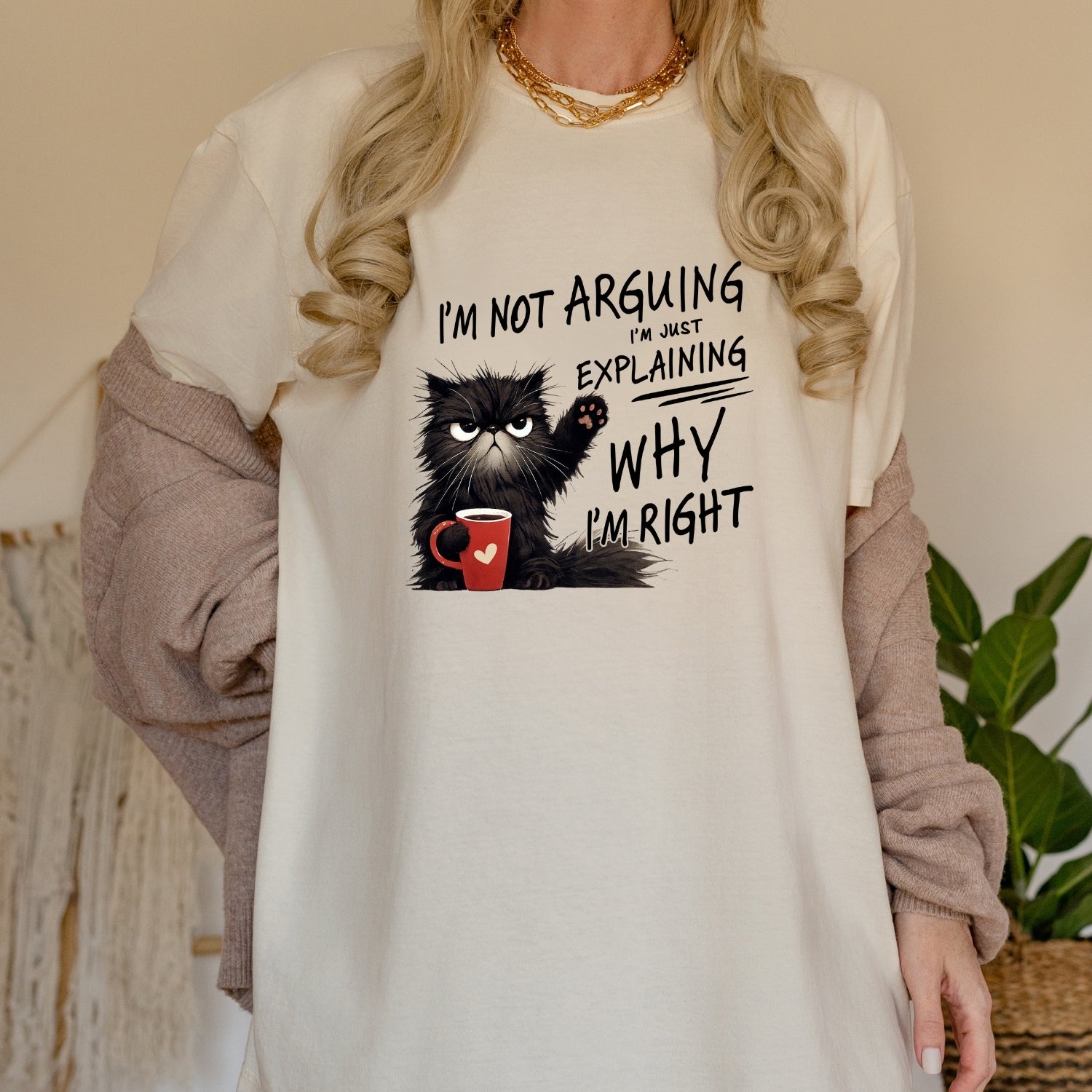 I'm Not Arguing I'm Just Explaining T-Shirt - Funny Cat Sarcastic Graphic Tee