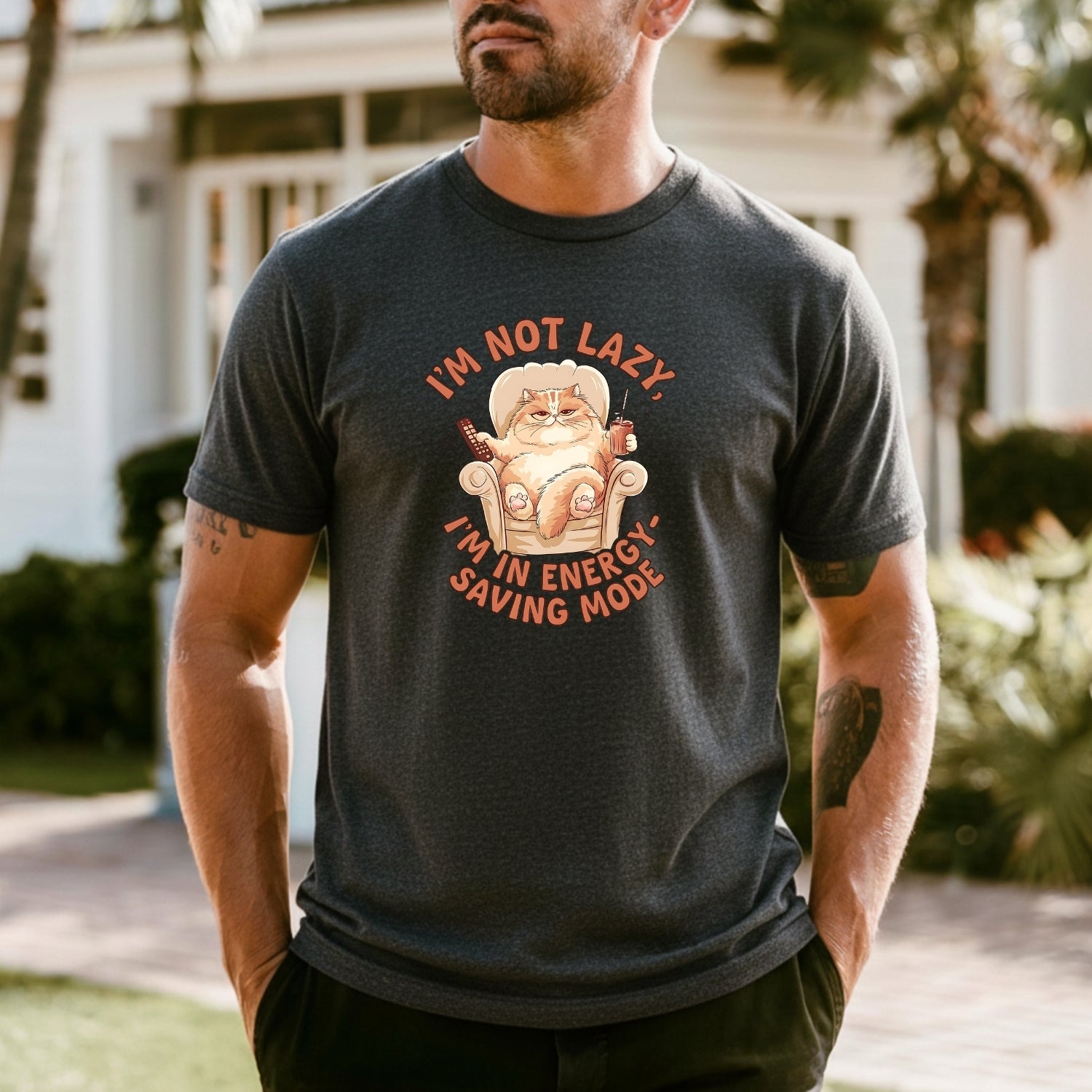 I'm Not Lazy T-Shirt - Funny Cat Sarcastic Graphic Tee