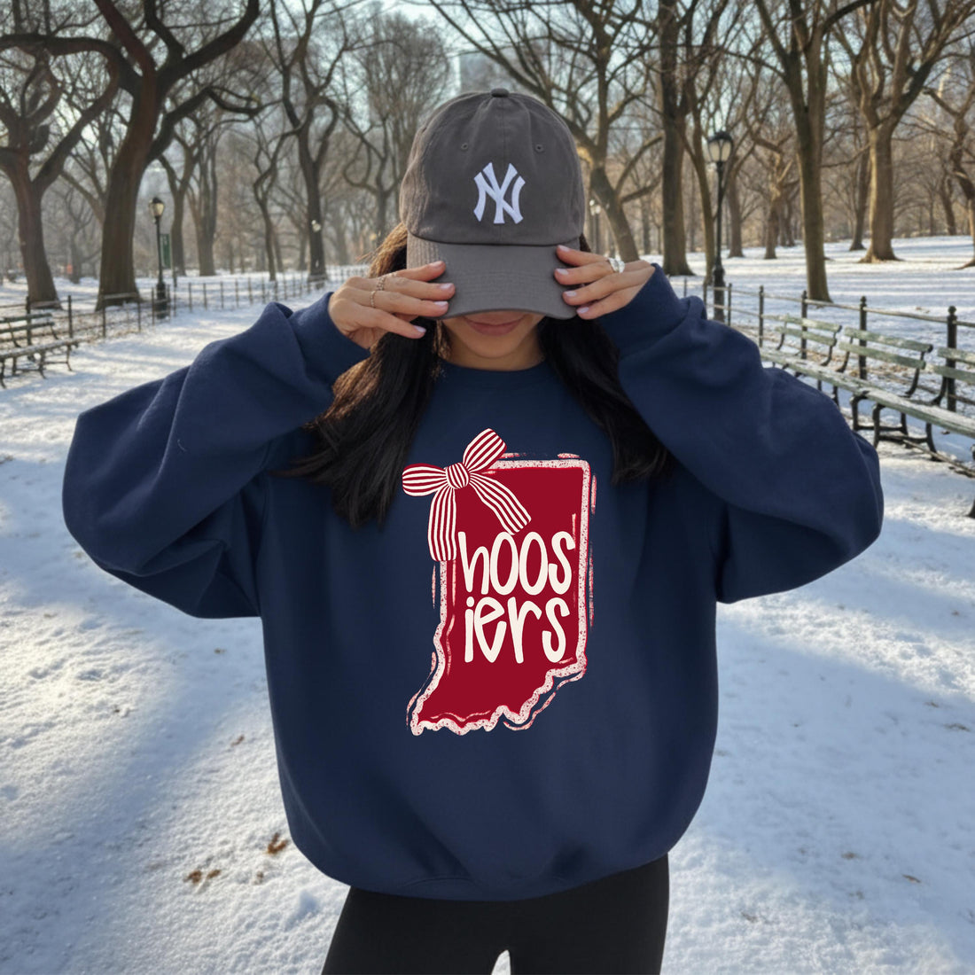 Indiana State Pride Graphic T-Shirt – Cute Coquette Bow Game Day Tee