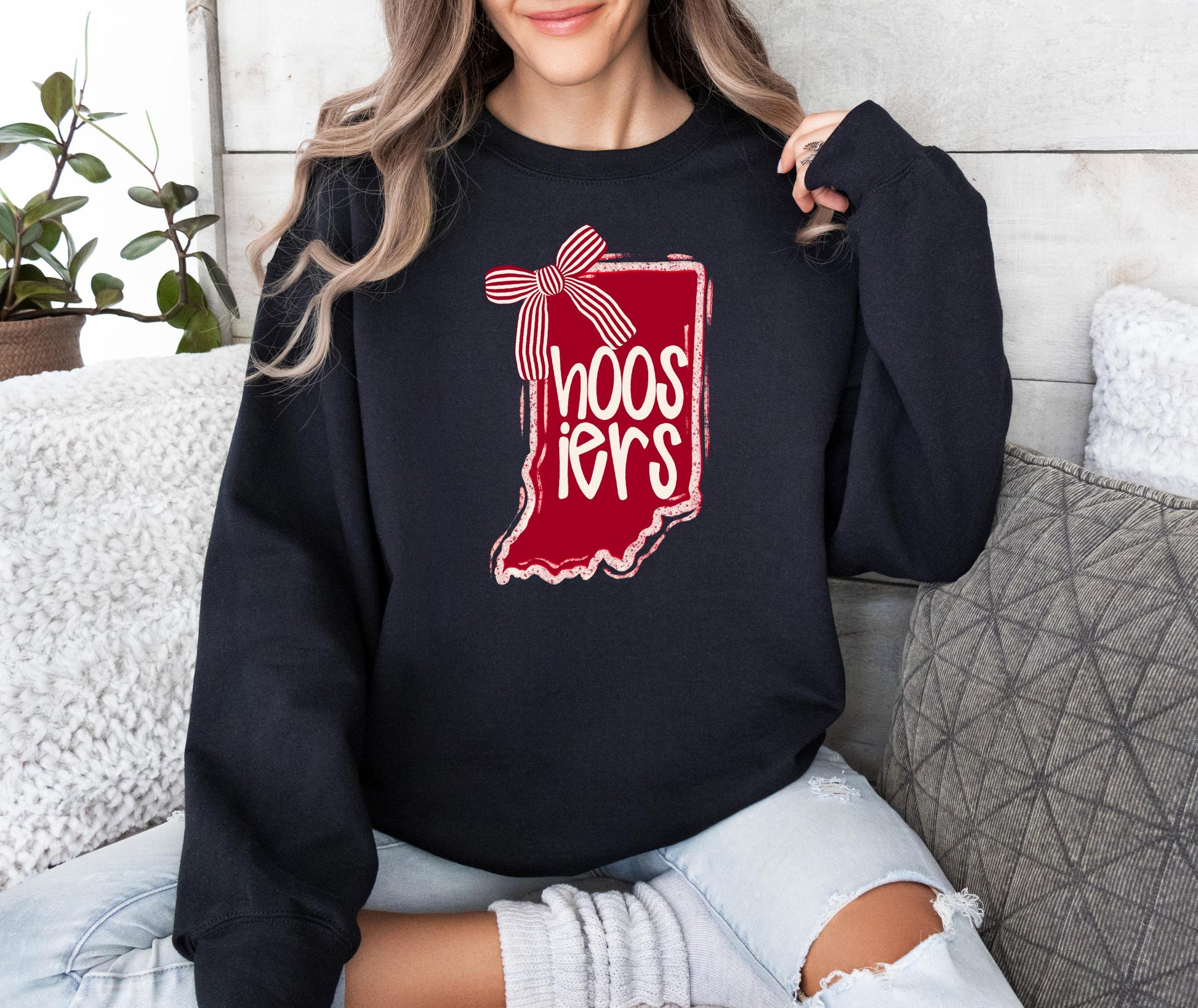 Indiana State Pride Graphic T-Shirt – Cute Coquette Bow Game Day Tee