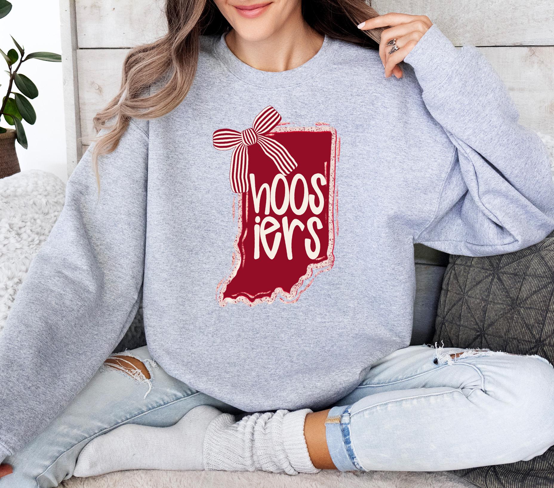 Indiana State Pride Graphic T-Shirt – Cute Coquette Bow Game Day Tee