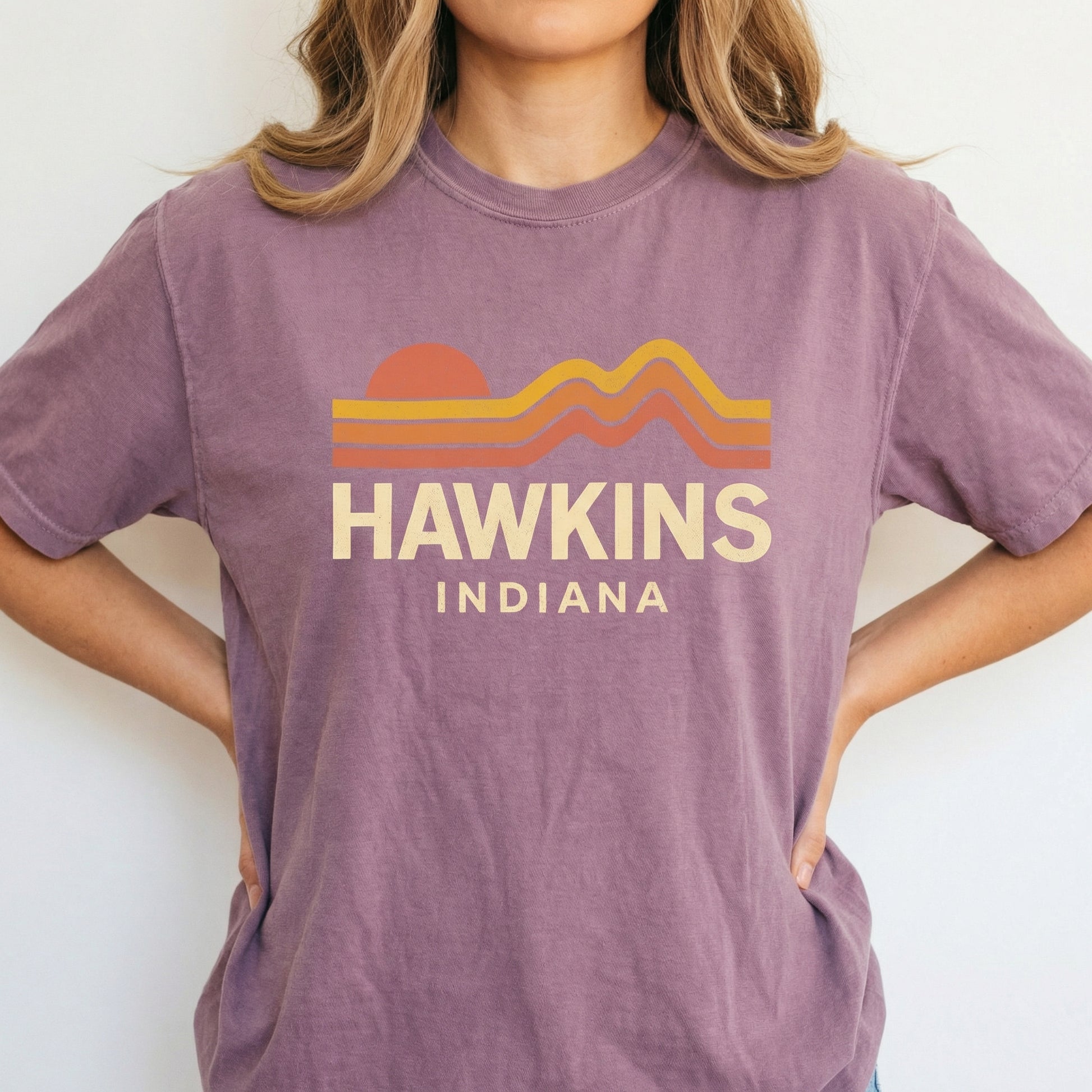 Indiana Sunset Graphic T-Shirt – Retro Vintage 80s Style Tee – Nostalgia Fan Gift
