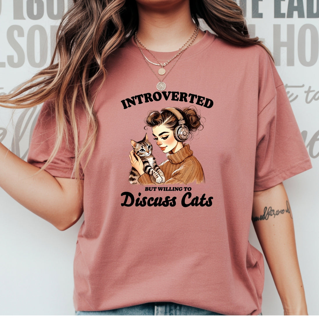 Introverted But Discuss Cats T-Shirt - Funny Cat Sarcastic Graphic Tee