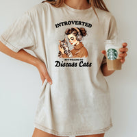 Introverted But Discuss Cats T-Shirt - Funny Cat Sarcastic Graphic Tee
