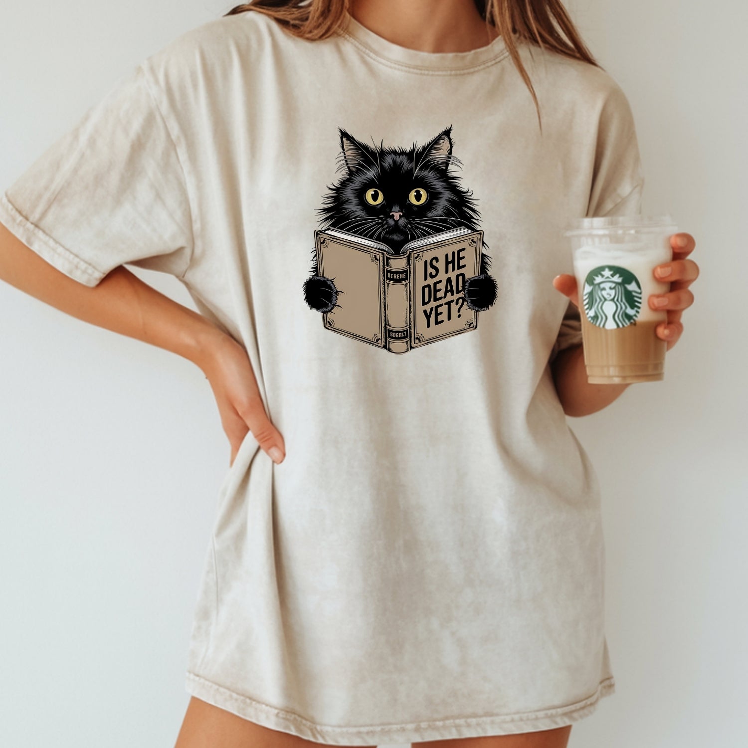 Is He Dead Yet T-Shirt - Funny Cat Sarcastic Graphic Tee