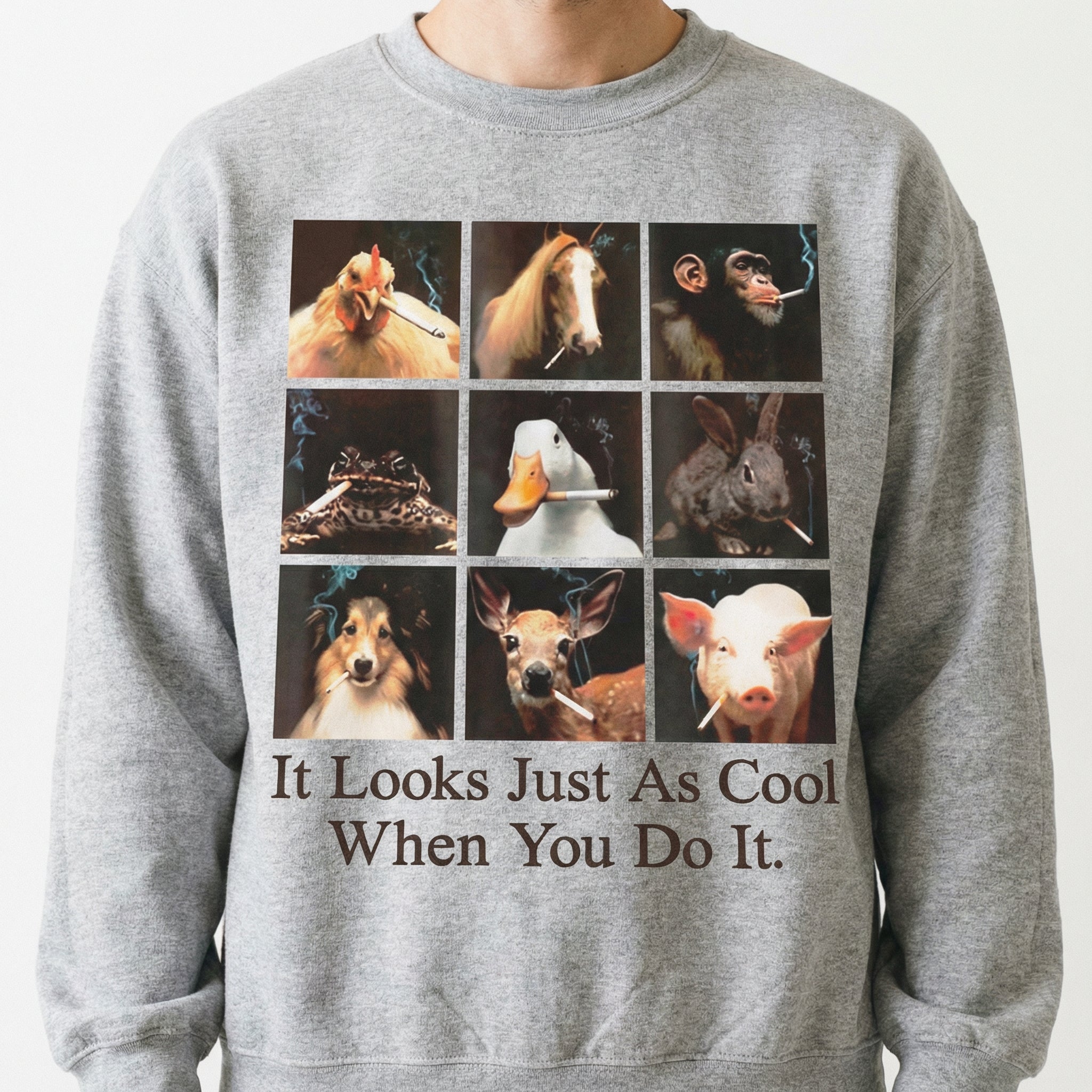It Looks Just as Cool When You Do It T-Shirt - Funny Animal Smoking Meme Graphic Tee