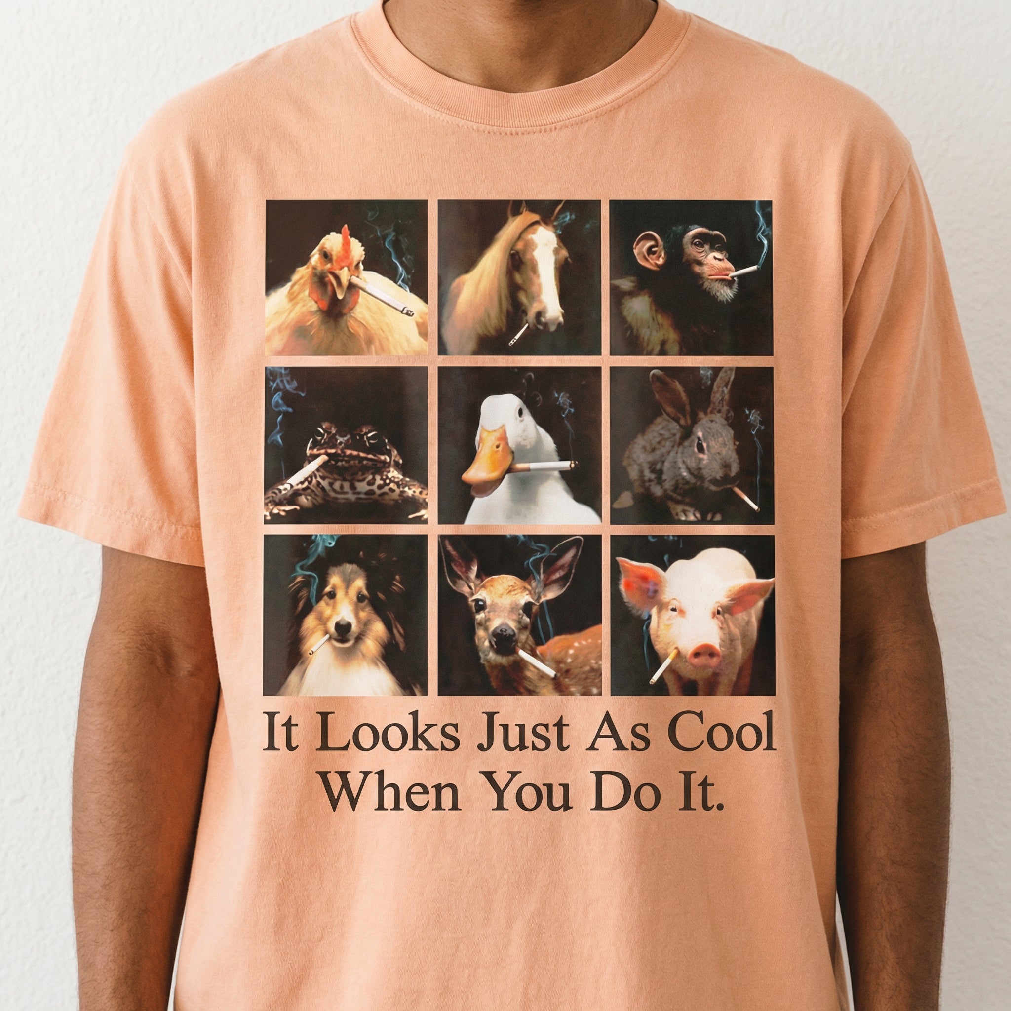 It Looks Just as Cool When You Do It T-Shirt - Funny Animal Smoking Meme Graphic Tee