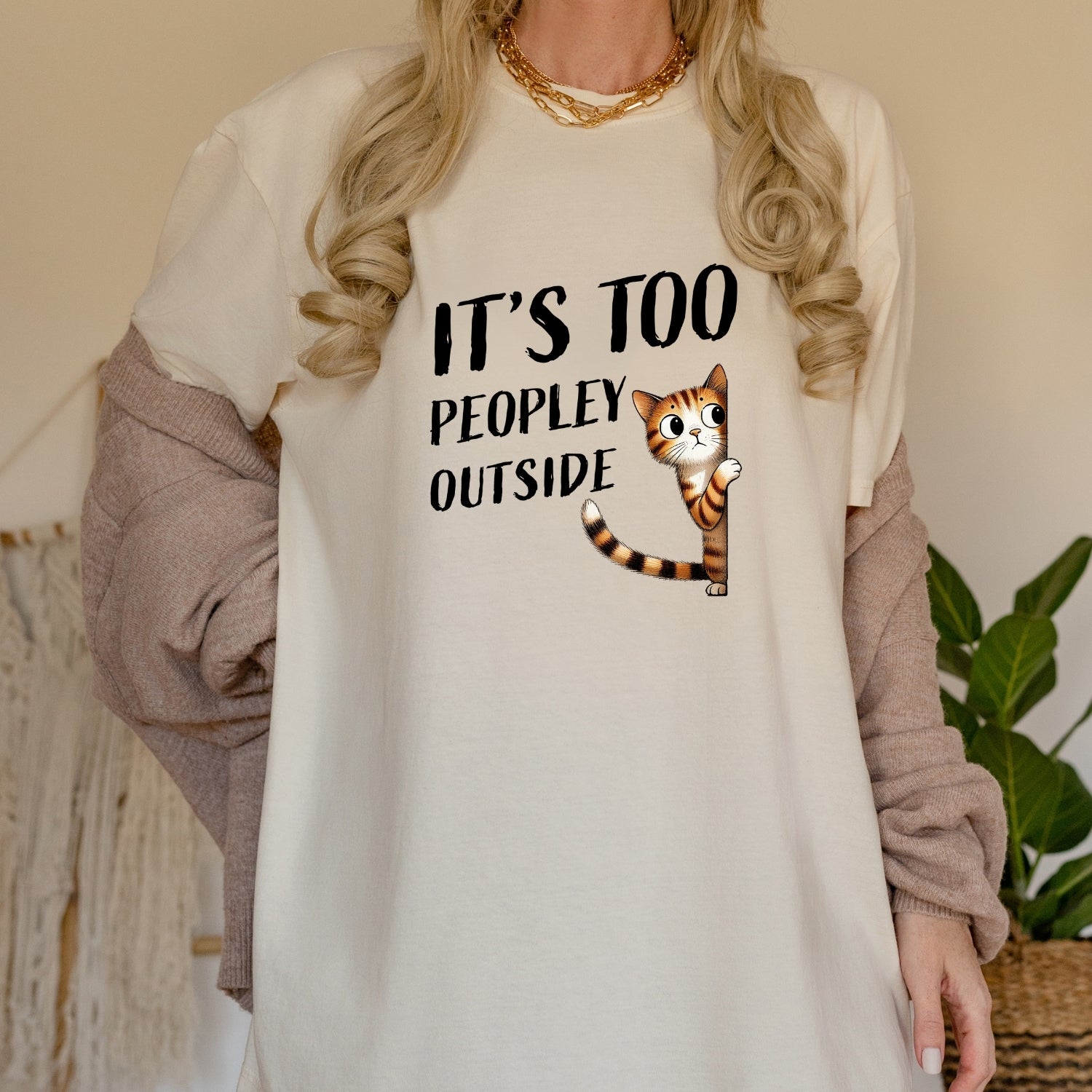 It's Too Peopley Outsite T-Shirt - Funny Cat Sarcastic Graphic Tee