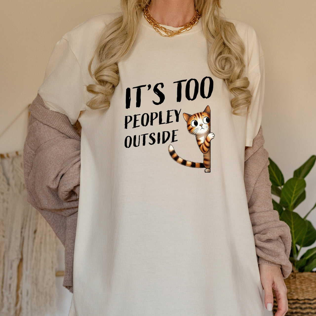It's Too Peopley Outsite T-Shirt - Funny Cat Sarcastic Graphic Tee