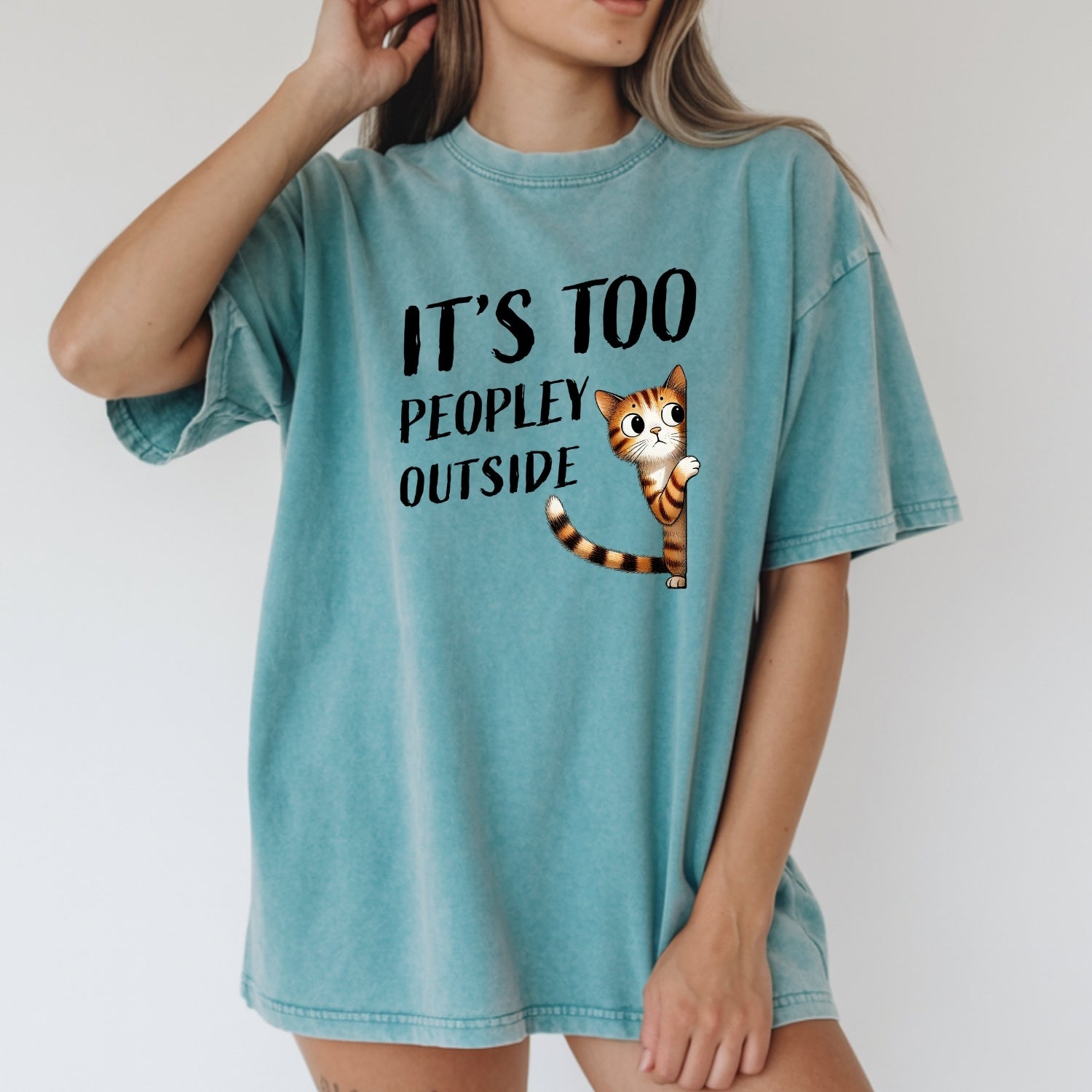 It's Too Peopley Outsite T-Shirt - Funny Cat Sarcastic Graphic Tee