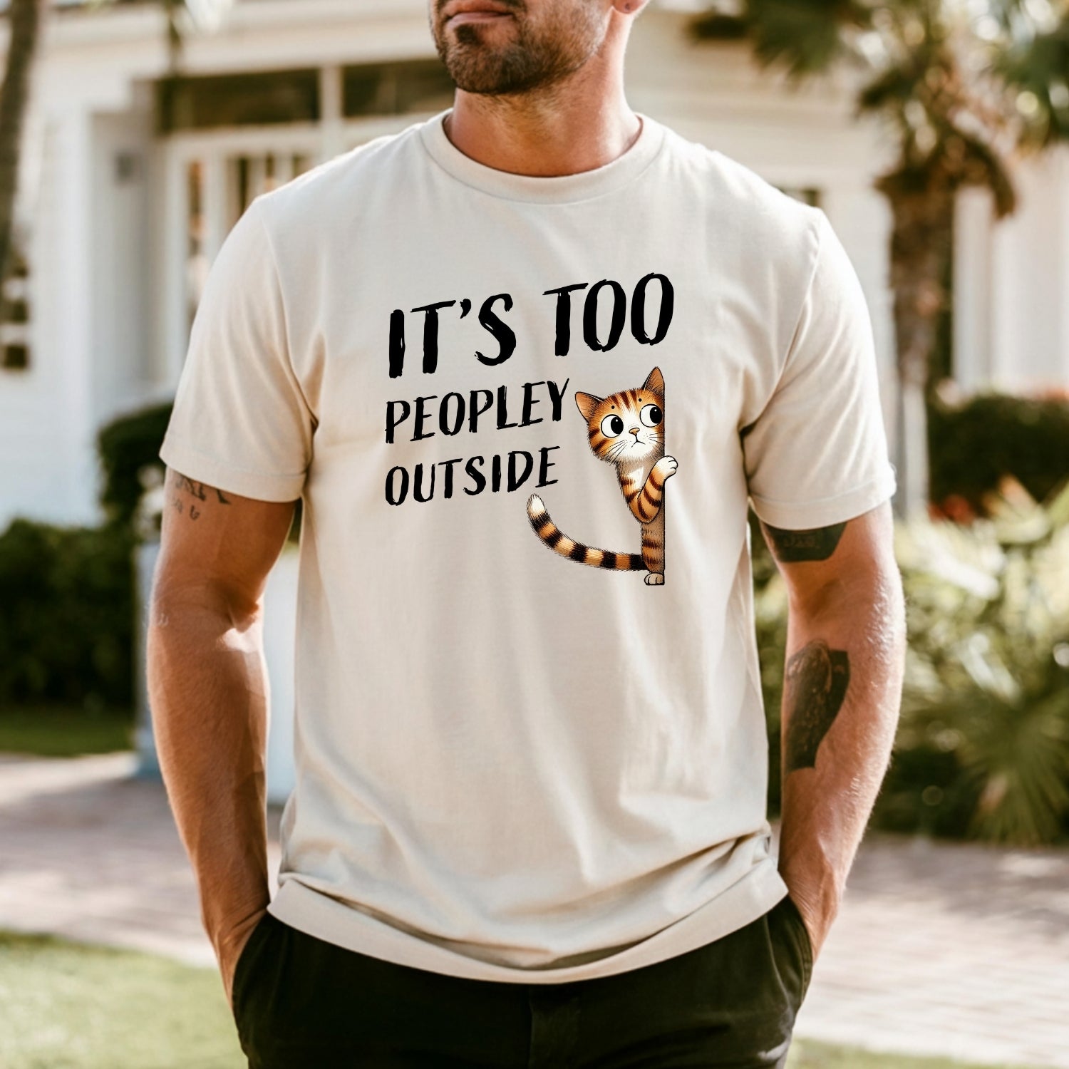 It's Too Peopley Outsite T-Shirt - Funny Cat Sarcastic Graphic Tee