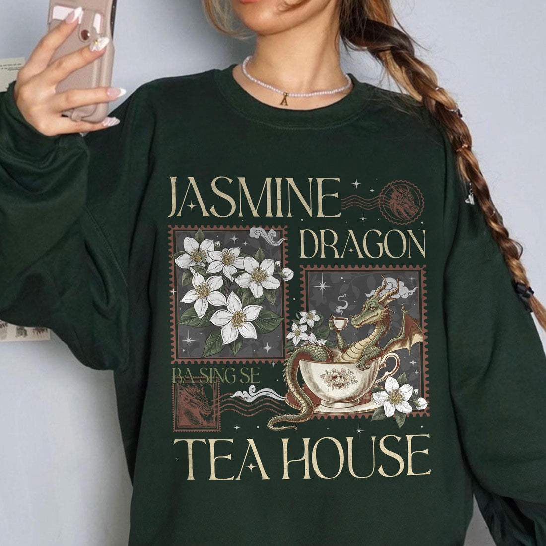 Jasmine Dragon Tea House Graphic T-Shirt - Anime Inspired Tea Lover Tee