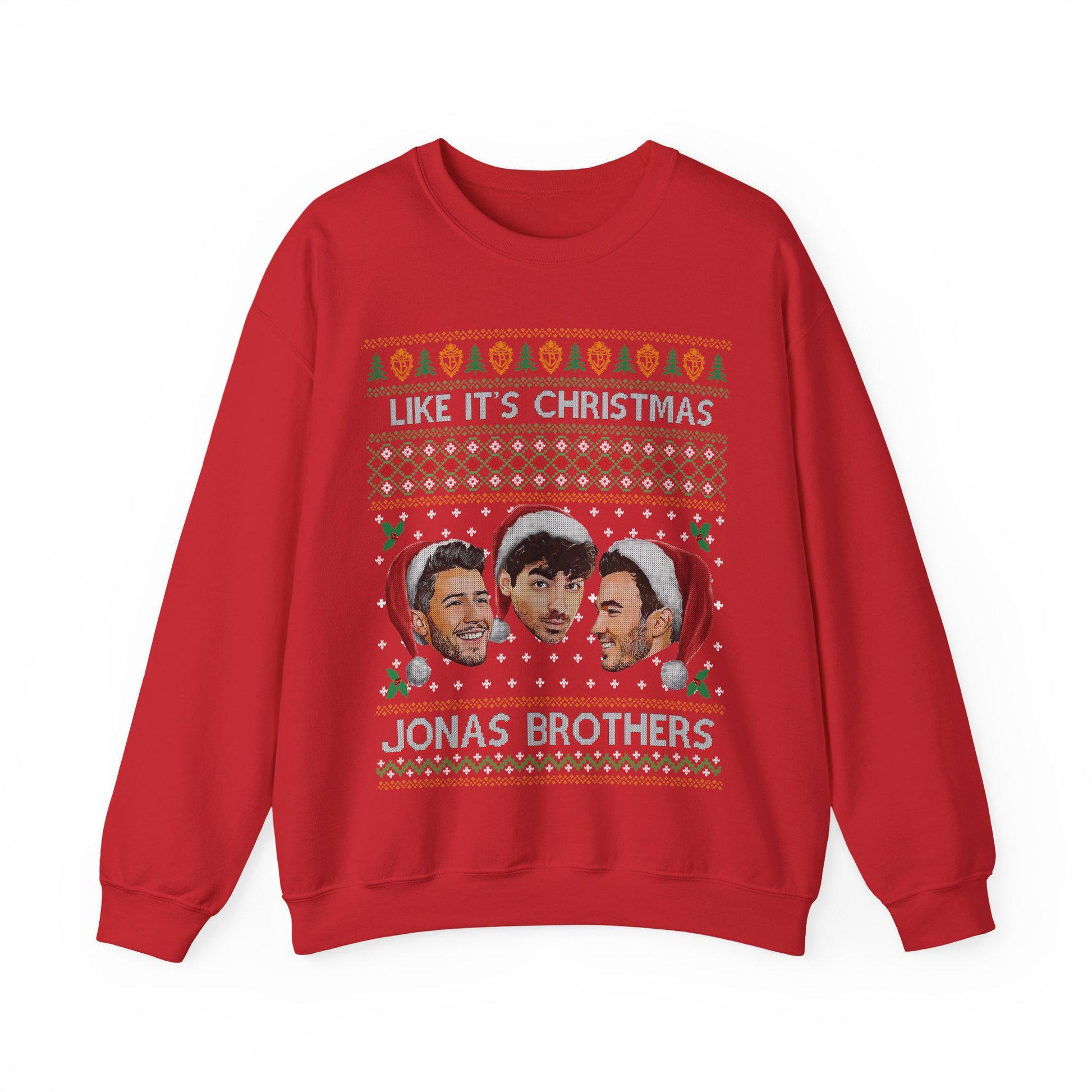 Jobros Christmas Sweatshirt – Ugly Christmas Sweater, Jonas Brothers–Inspired Holiday Concert Fan Shirt