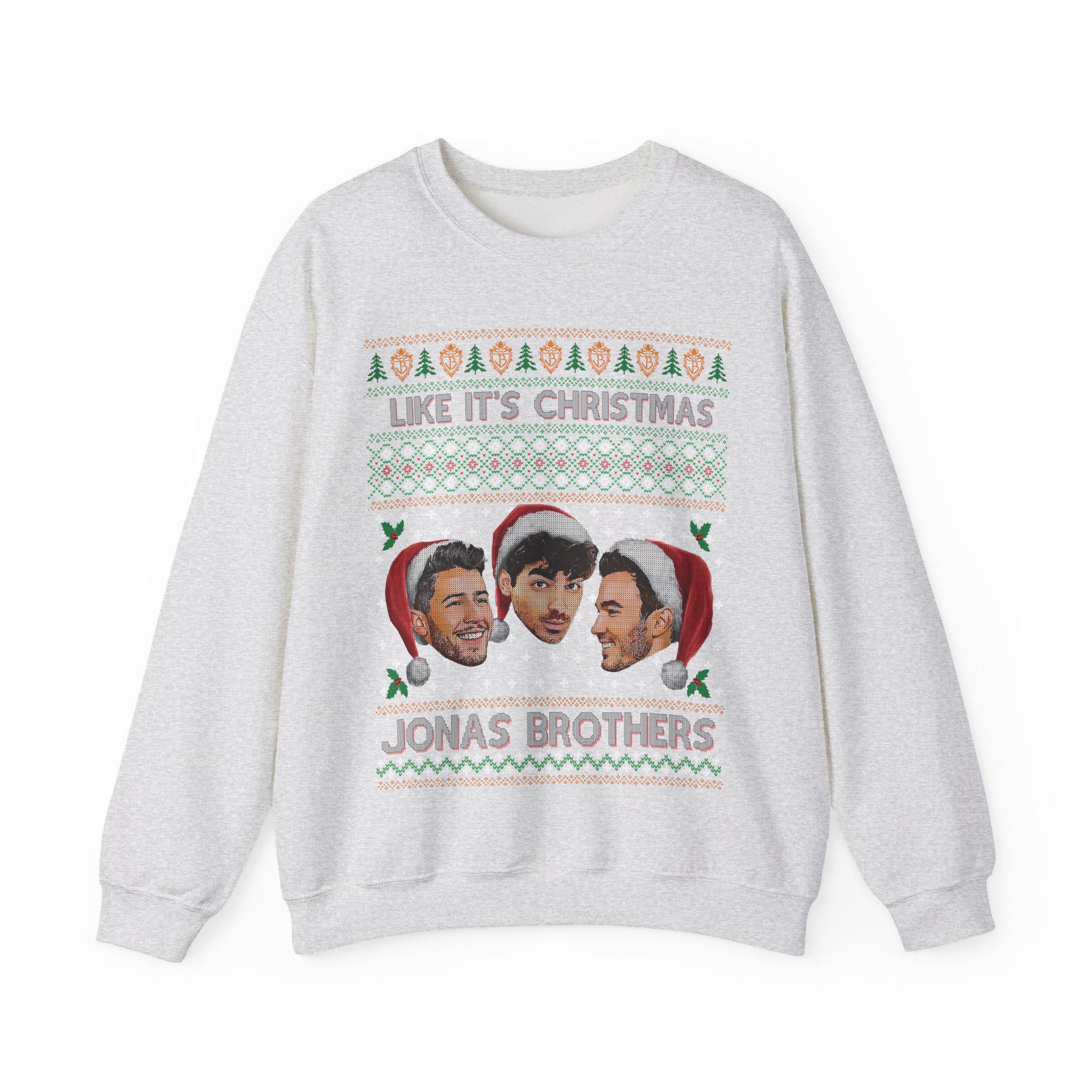 Jobros Christmas Sweatshirt – Ugly Christmas Sweater, Jonas Brothers–Inspired Holiday Concert Fan Shirt