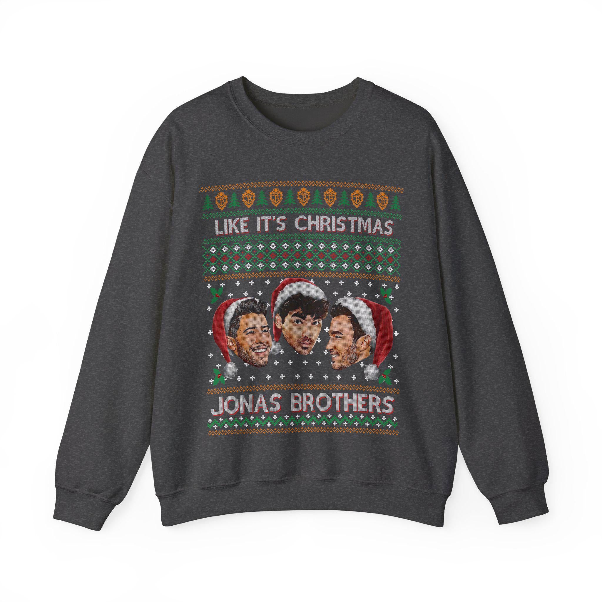 Jobros Christmas Sweatshirt – Ugly Christmas Sweater, Jonas Brothers–Inspired Holiday Concert Fan Shirt