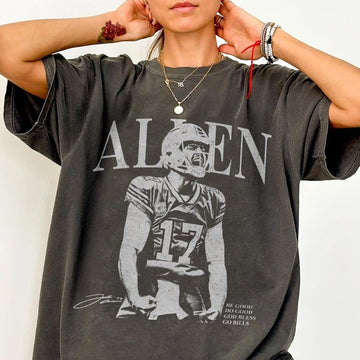 Vintage Football Graphic T-Shirt – Josh Allen Inspired Retro Rap Style Game Day Fan Tee Unisex
