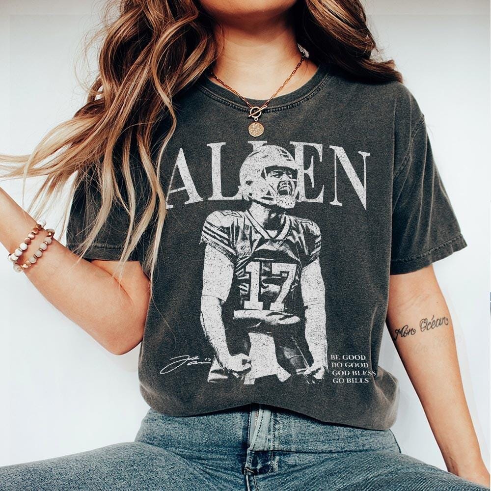 Vintage Football Graphic T-Shirt – Josh Allen Inspired Retro Rap Style Game Day Fan Tee Unisex