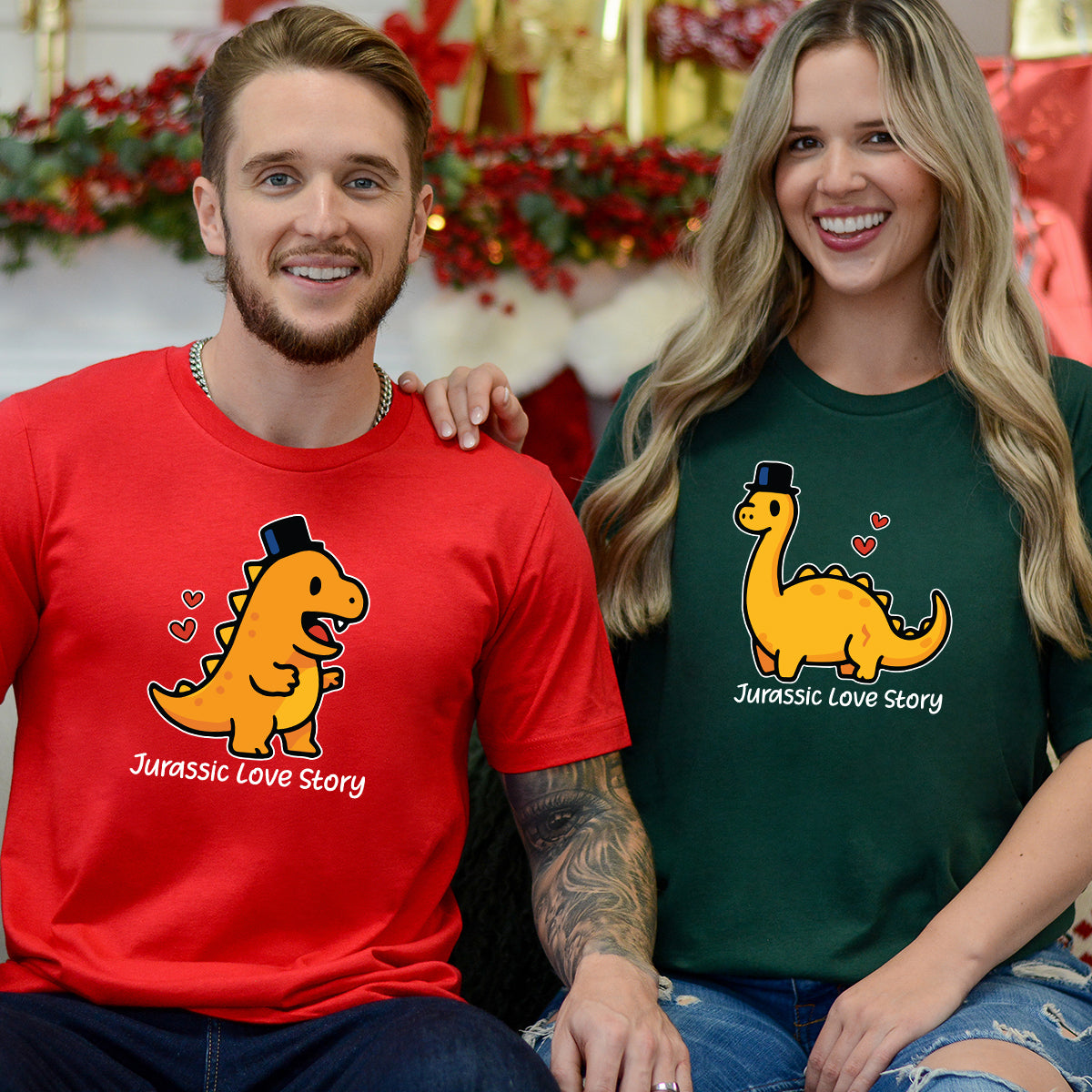 Jurassic Love Matching T-Shirts For Couples