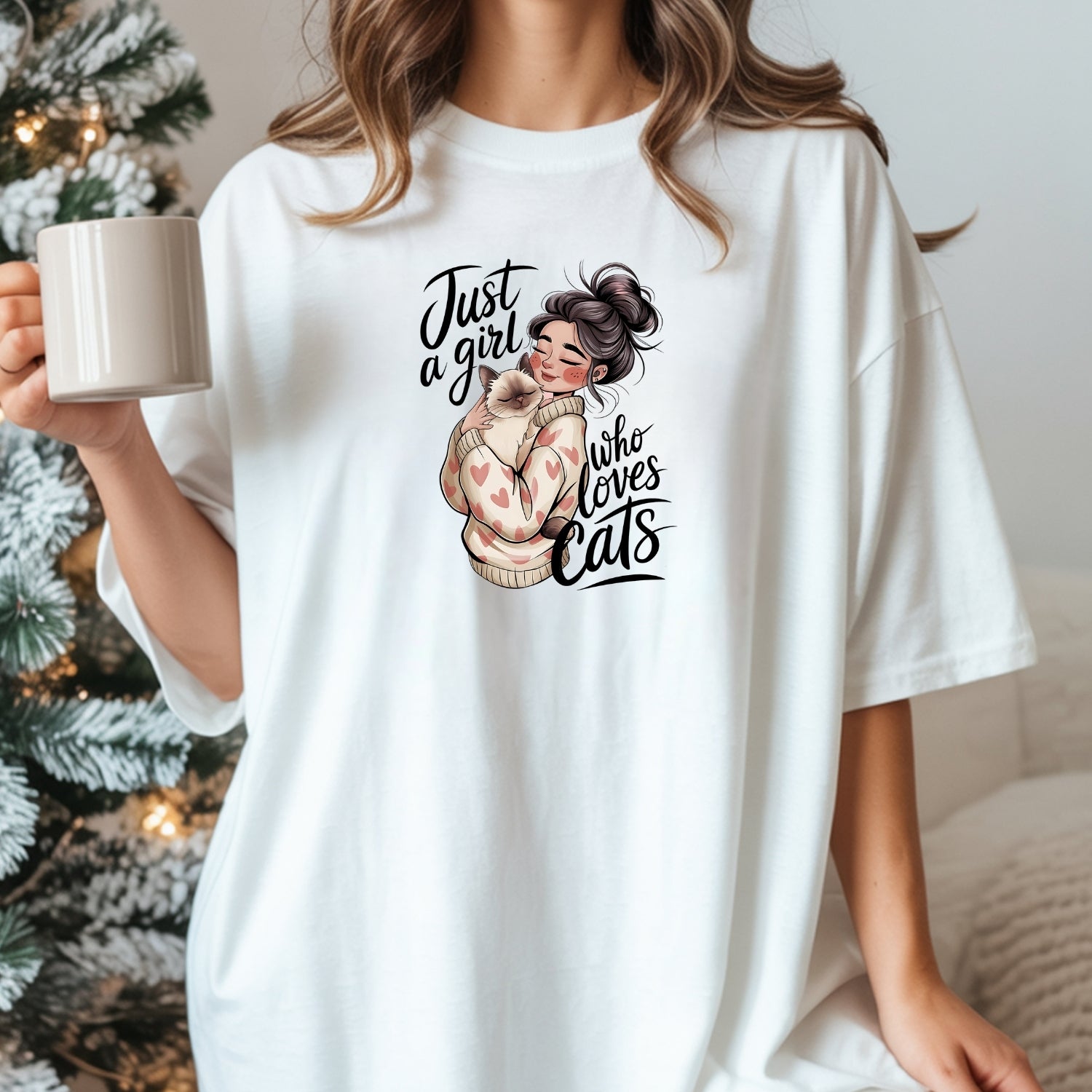 Just a Girl Who Loves Cats T-Shirt - Funny Cat Sarcastic Graphic Tee