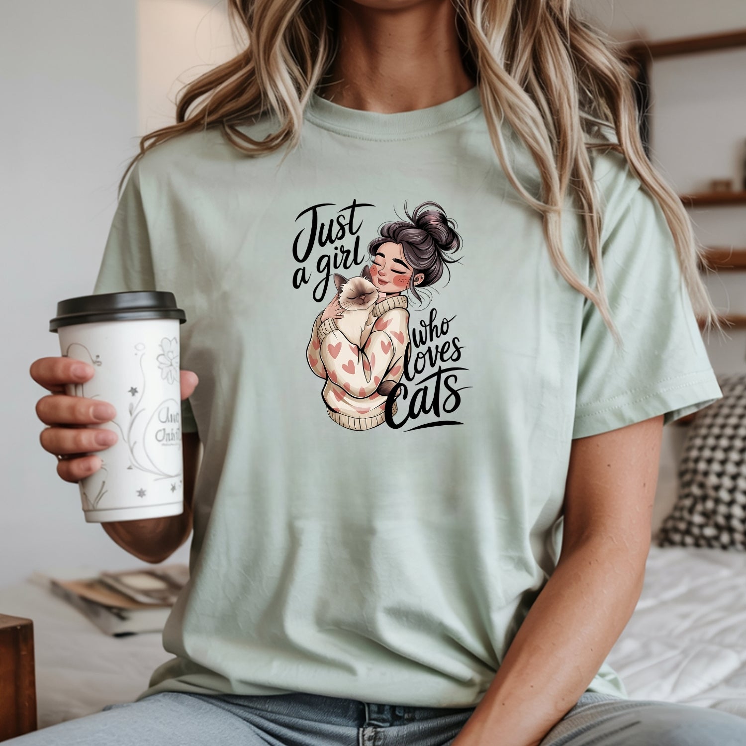 Just a Girl Who Loves Cats T-Shirt - Funny Cat Sarcastic Graphic Tee