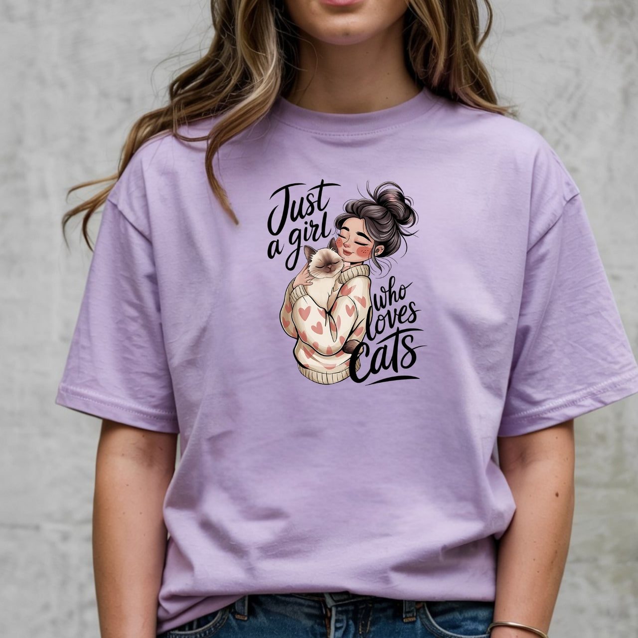 Just a Girl Who Loves Cats T-Shirt - Funny Cat Sarcastic Graphic Tee