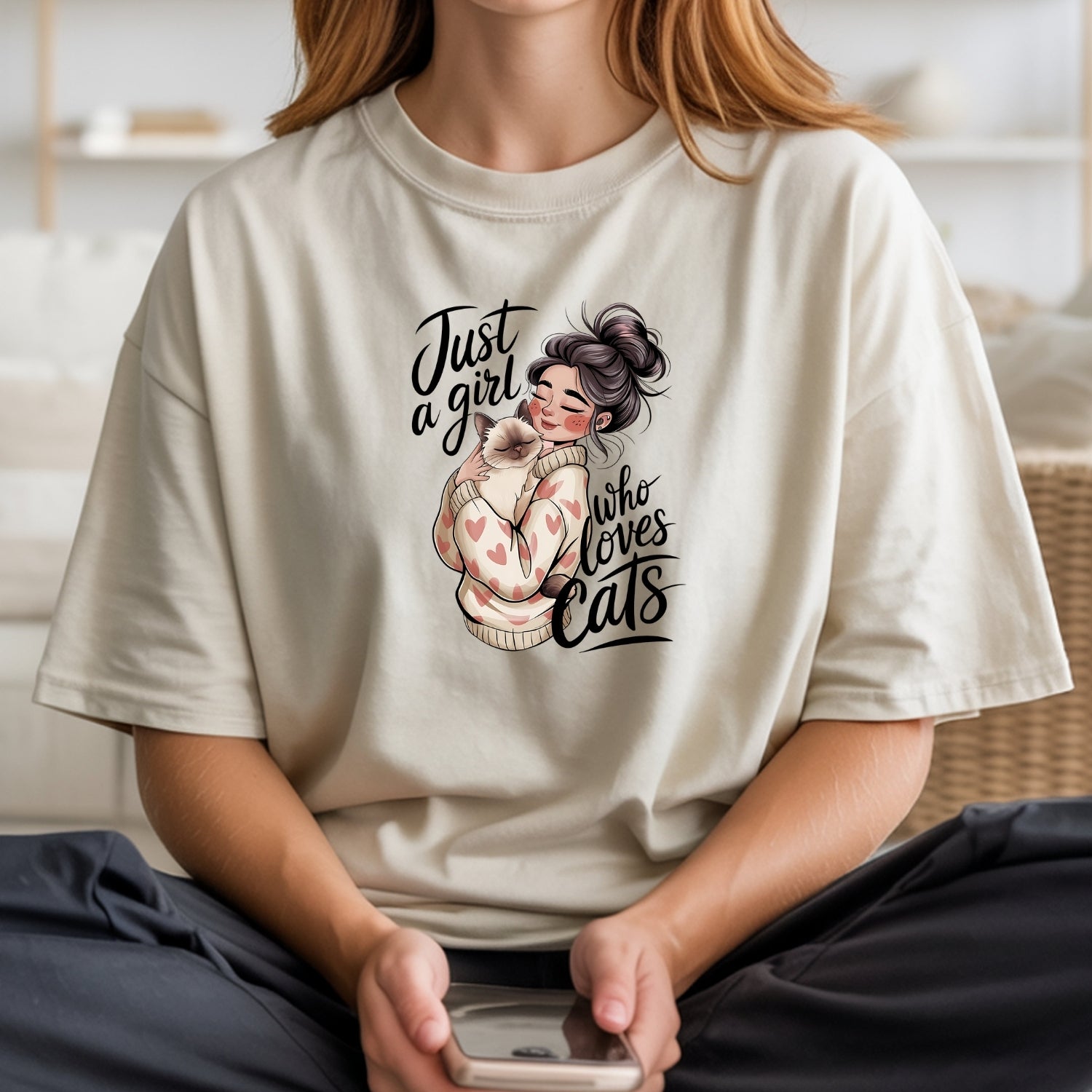 Just a Girl Who Loves Cats T-Shirt - Funny Cat Sarcastic Graphic Tee