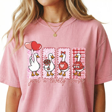 Just a Lovely Goose Graphic T-Shirt – Funny Goose Valentine Tee
