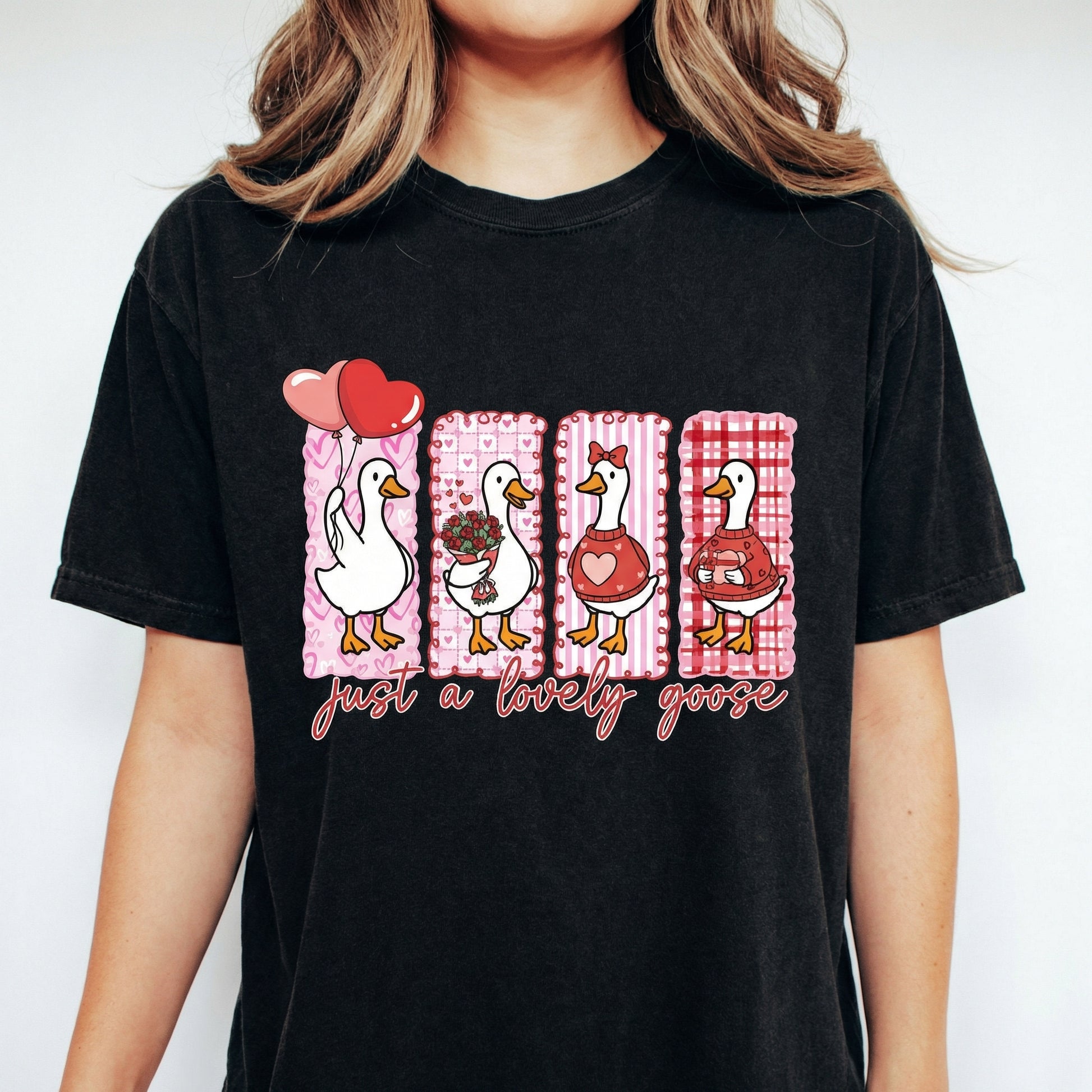Just a Lovely Goose Graphic T-Shirt – Funny Goose Valentine Tee