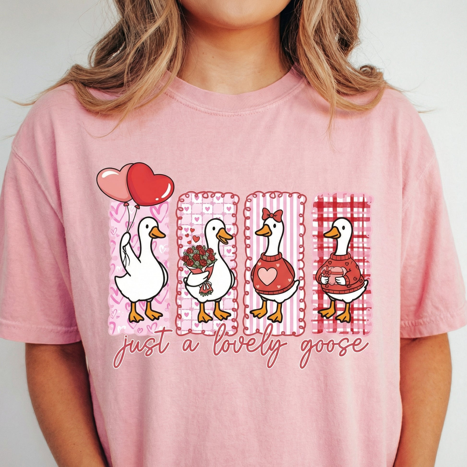 Just a Lovely Goose Valentine Shirt – Funny Silly Goose Graphic T-Shirt – Cute Goose Lover Gift
