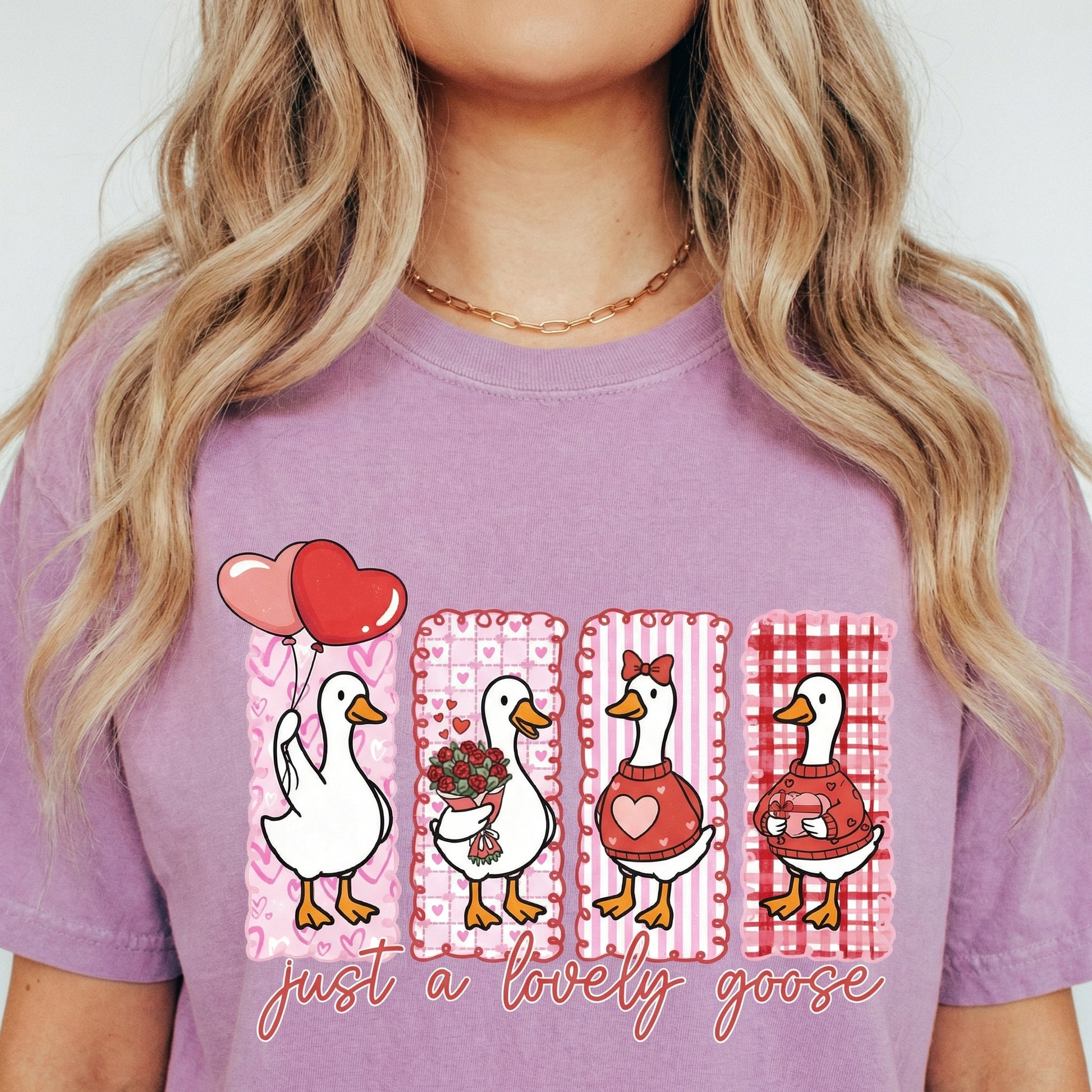 Just a Lovely Goose Valentine Shirt – Funny Silly Goose Graphic T-Shirt – Cute Goose Lover Gift