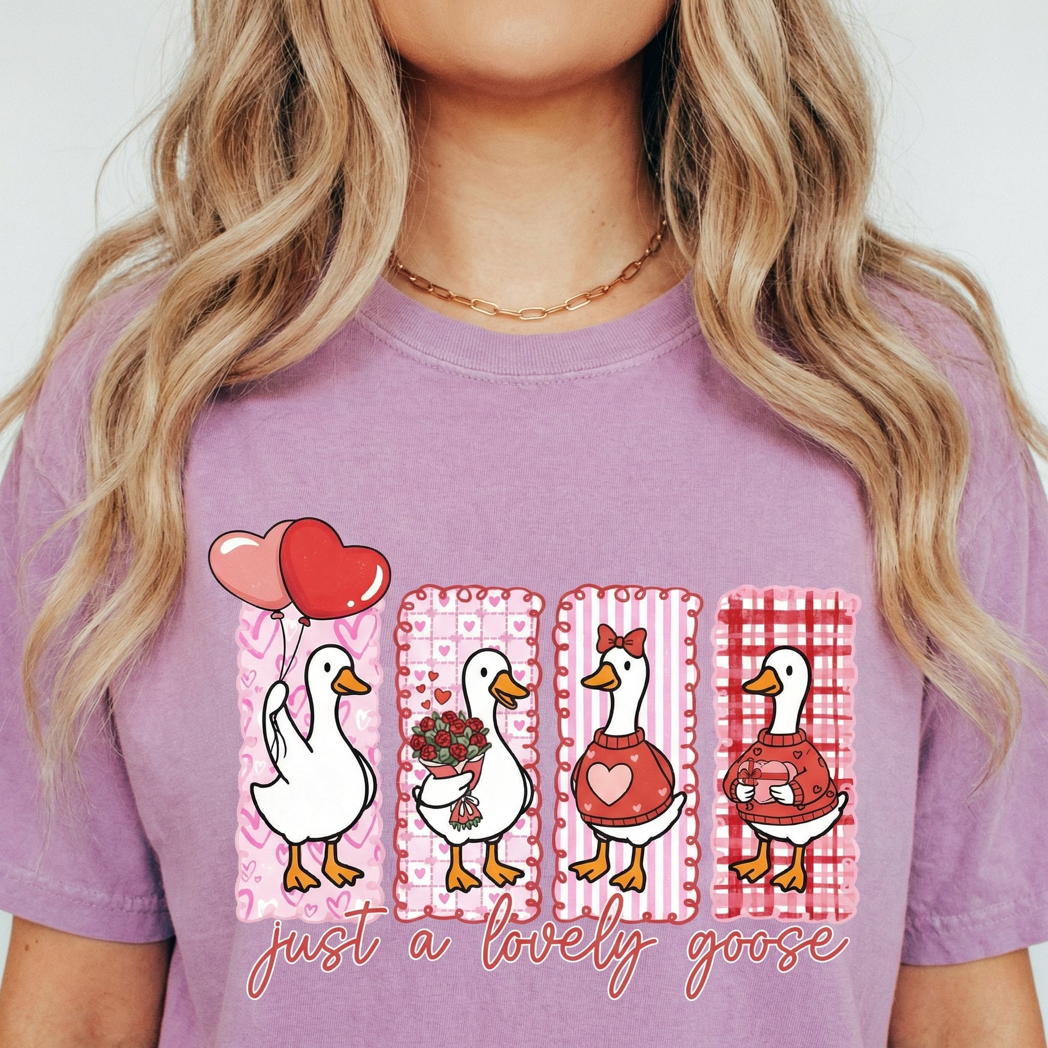 Just a Lovely Goose Valentine Shirt – Funny Silly Goose Graphic T-Shirt – Cute Goose Lover Gift