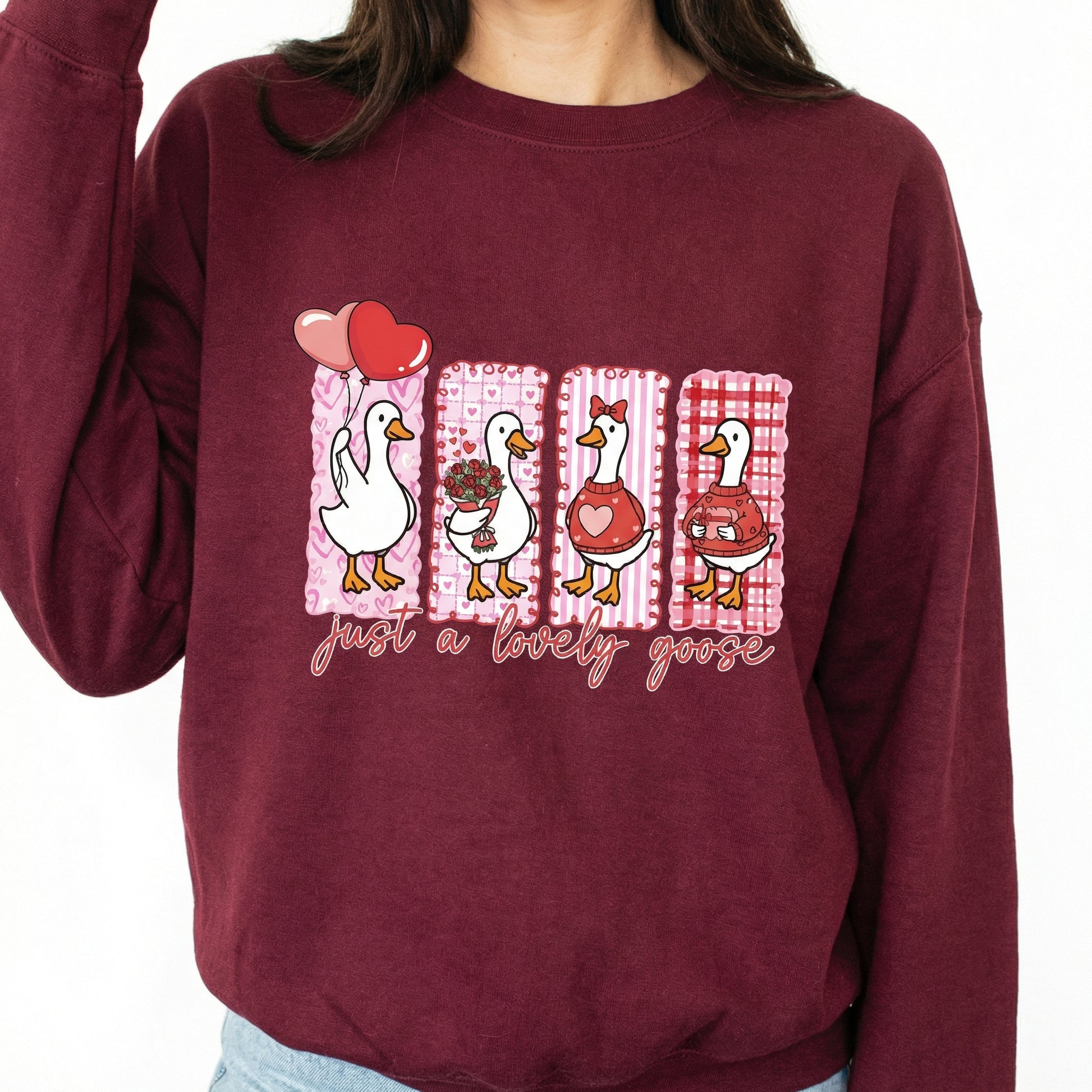 Just a Lovely Goose Valentine Shirt – Funny Silly Goose Graphic T-Shirt – Cute Goose Lover Gift