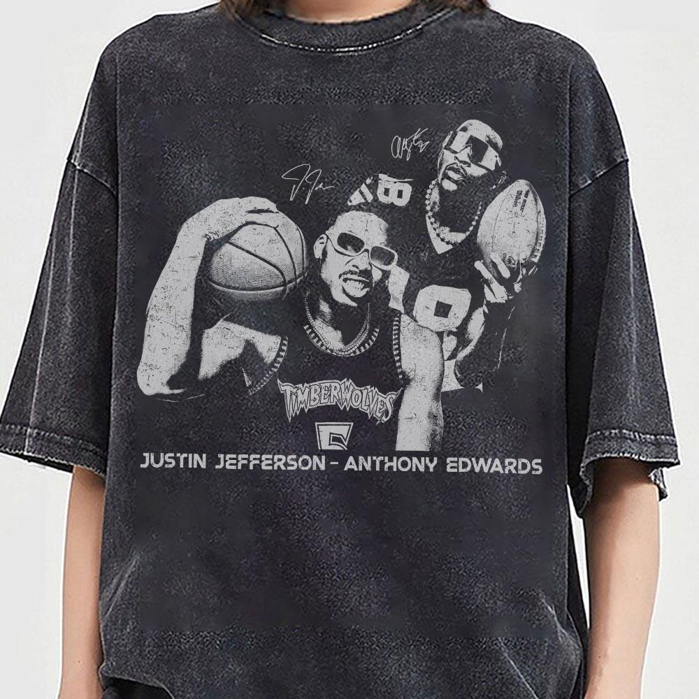 Justin Jefferson Inspired Vintage Tee – Retro Rap Style Football Fan Shirt