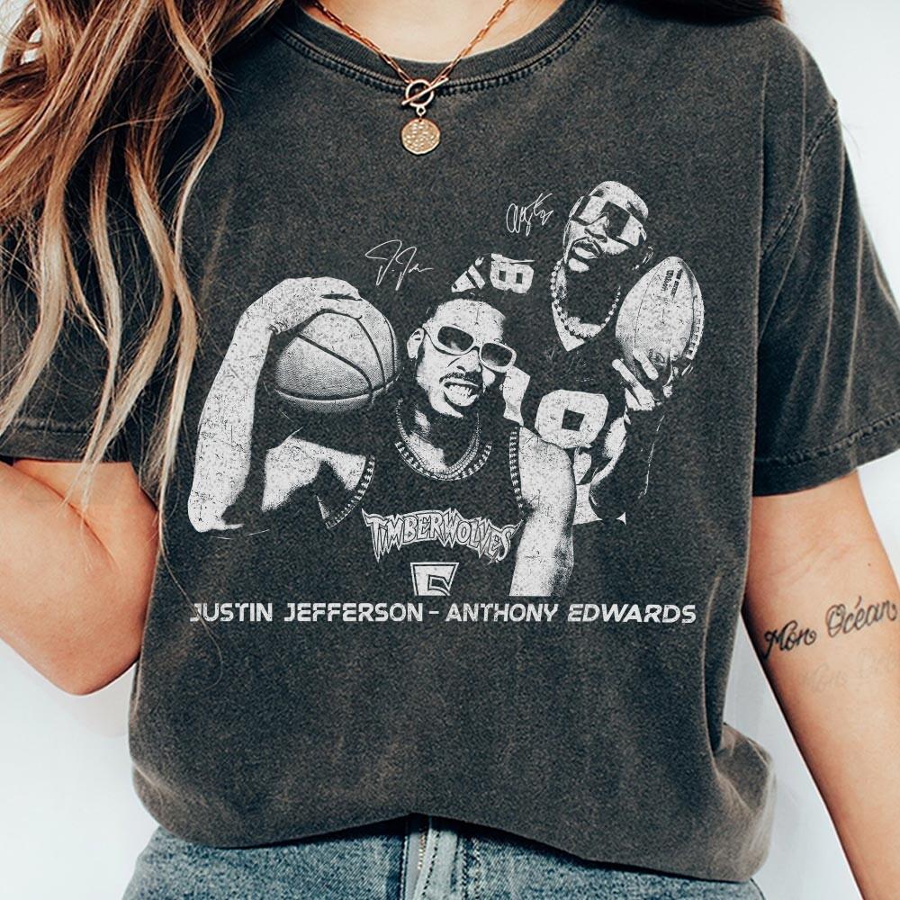 Justin Jefferson Inspired Vintage Tee – Retro Rap Style Football Fan Shirt