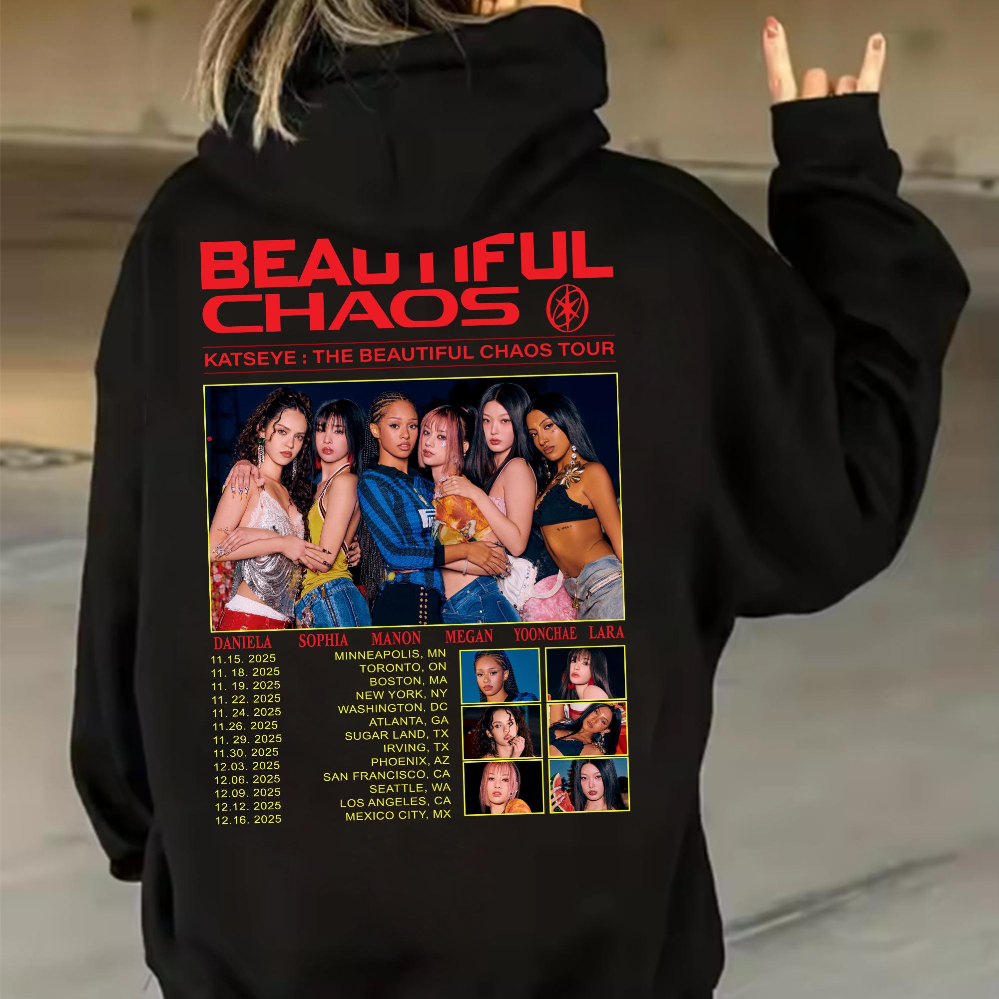 Katseye Inspired Beautiful Chaos Hoodie – K-Pop Fan Tour 2025 Style