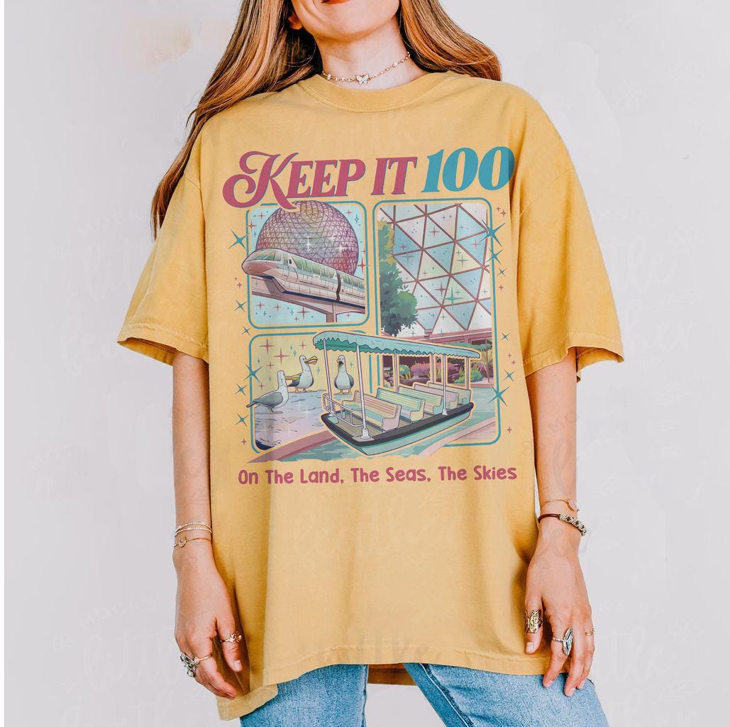 Keep It 100 Retro Vacation T-Shirt – Land Sea Sky Graphic Tee – Family Trip Gift