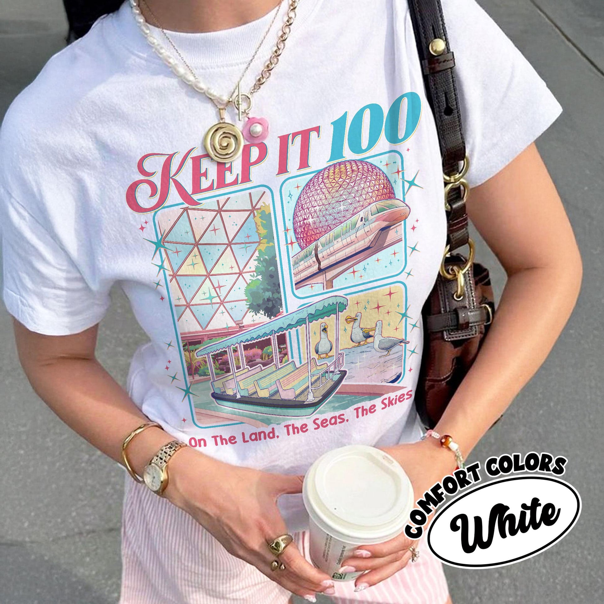 Keep It 100 The Land The Seas The Skies WDW Shirt – Retro Magic Kingdom Theme Park Tee