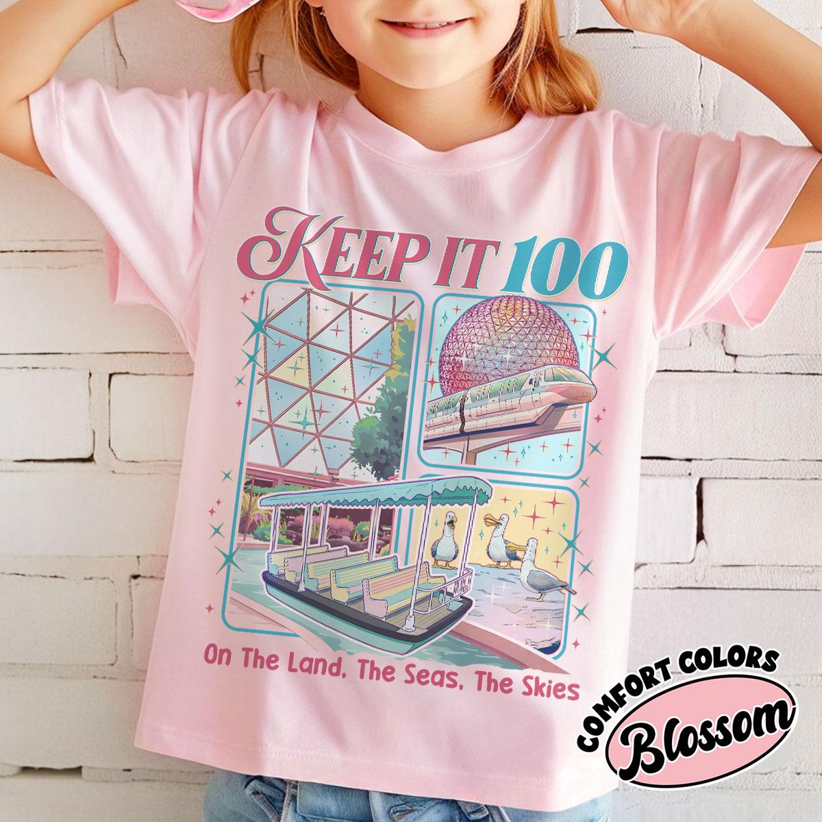 Keep It 100 The Land The Seas The Skies WDW Shirt – Retro Magic Kingdom Theme Park Tee