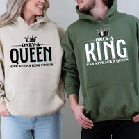 King Attract Queen Focus Matching Hoodies For Couples